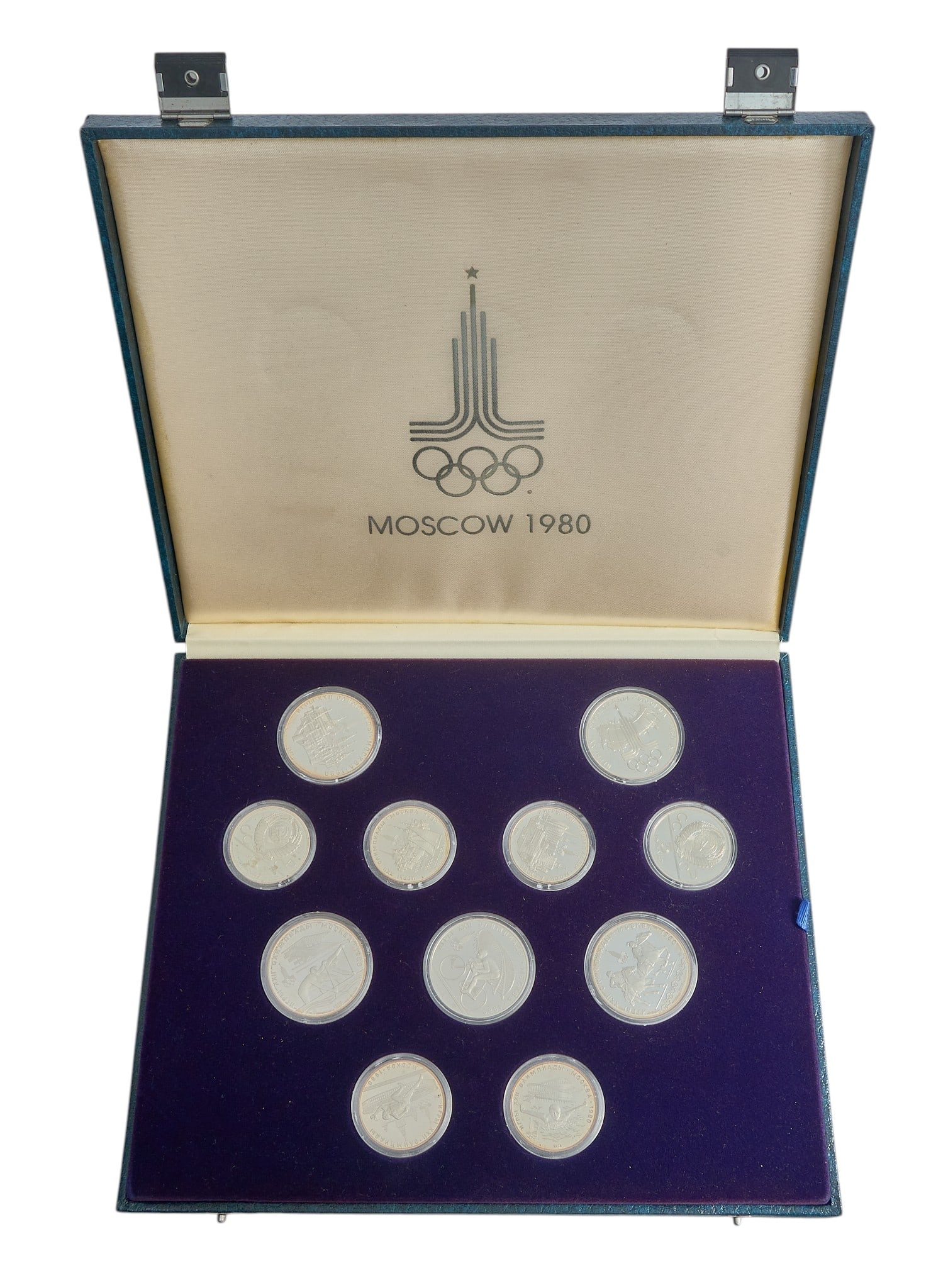 1980 Moscow Olympic Coin Set: 1980 Moscow Olympic Games coin set, with blue velvet-lined display case Provenance: Property from the Estate of Joy Speck Wilson (1942-2026) from her Menard, Texas ranch home