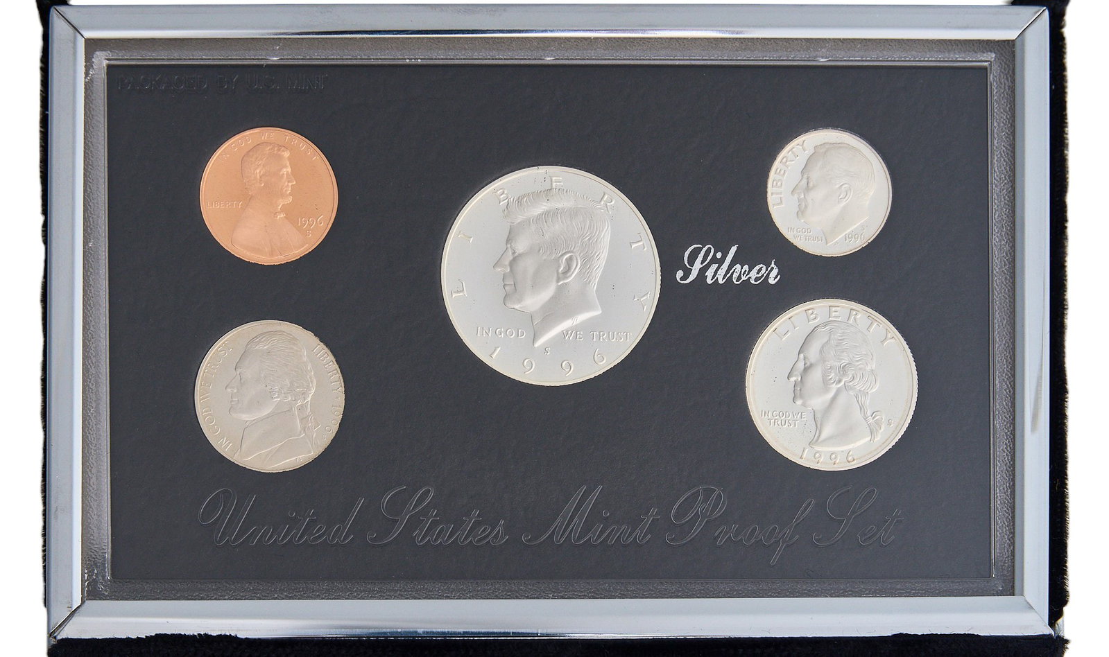 1996 Premier Silver Proof Set: 1996 Premier silver proof set, in presentation box, includes COA Provenance: Property from the collection of an industrial chemicals entrepreneur, from his Alamo Heights, Texas home