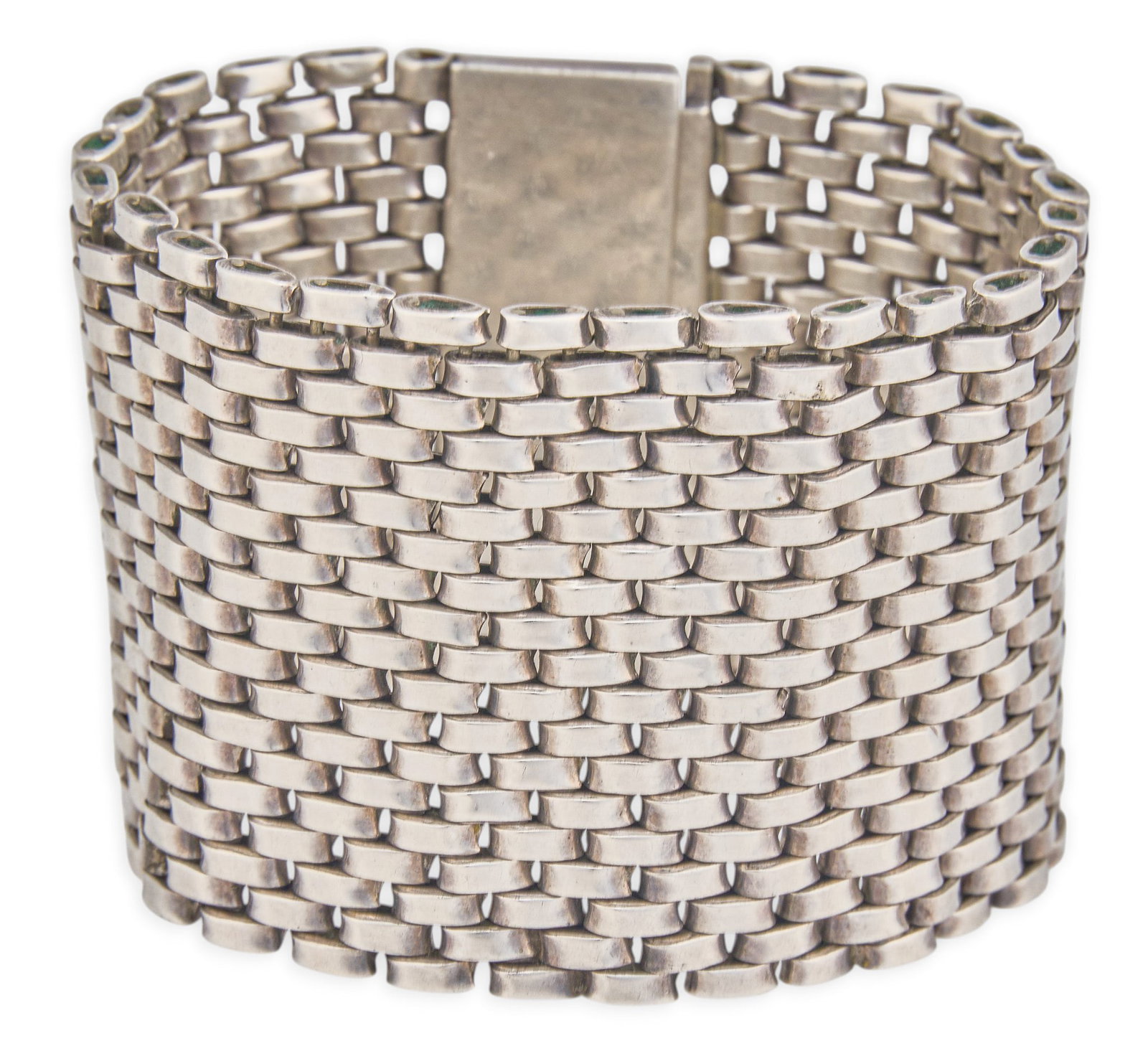 Mexican Sterling Silver Mesh Bracelet: Mexican sterling silver mesh bracelet, marked "Mexico 925" Length: 7.5 in. Total weight: 144.8 g Provenance: Property from the personal collection of a long-time Alamo Heights, Texas antique