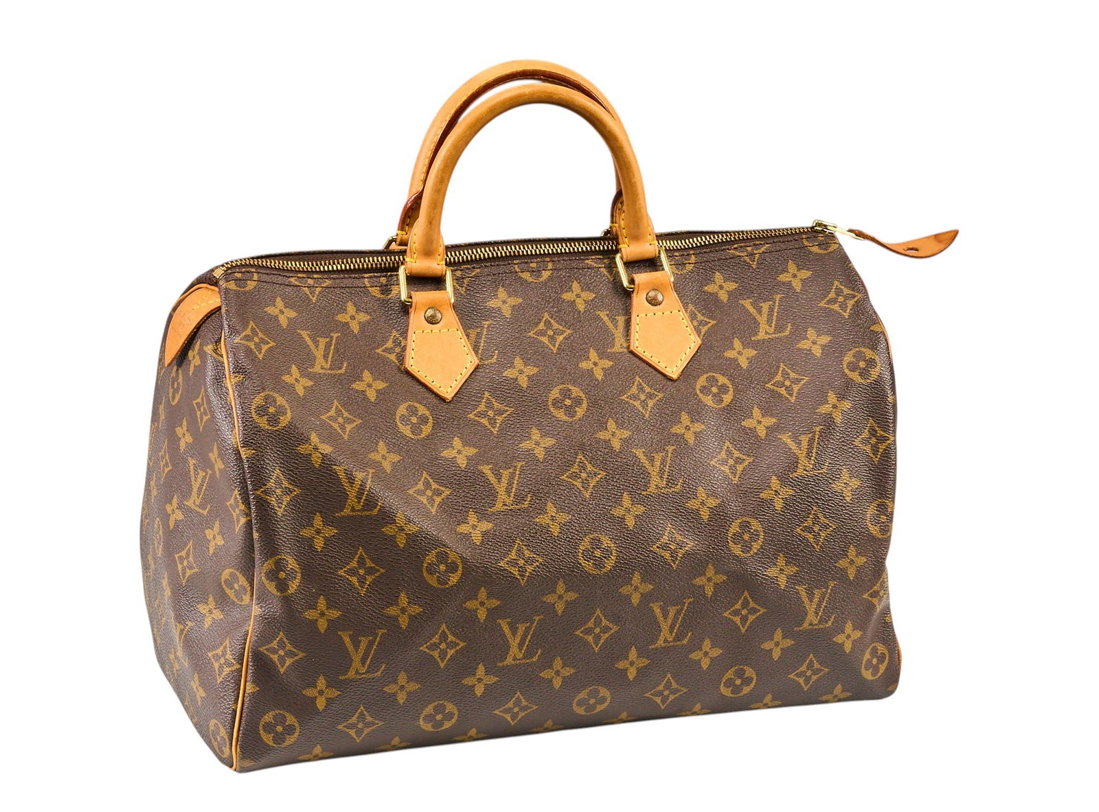 Louis Vuitton Brown Monogram Canvas Speedy 35 Satchel Bag (1 of 7)