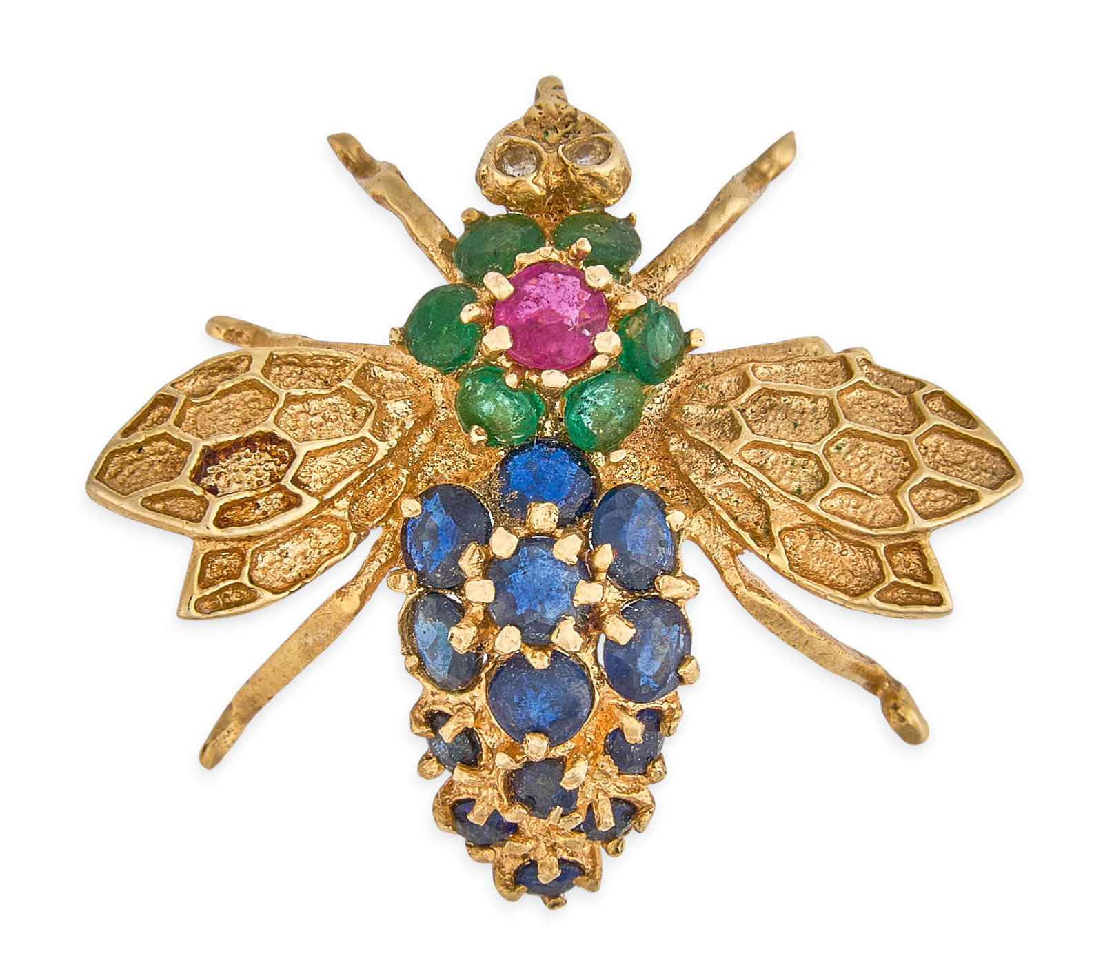 14K Multi-Stone Bee Brooch