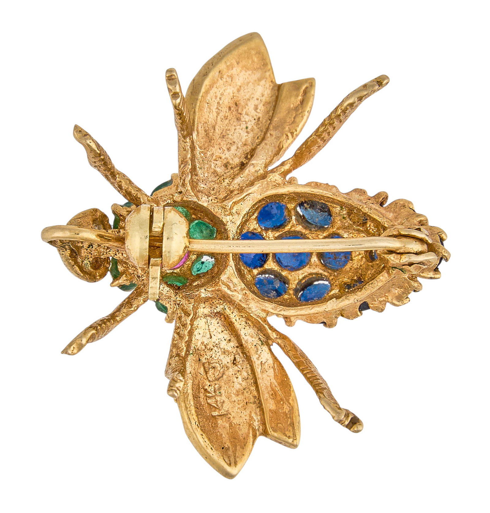 14K Multi-Stone Bee Brooch - 3