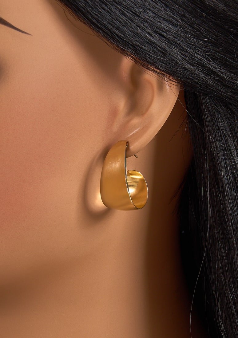 14K Hoop Earrings: Pair of 14K yellow gold hoop earrings, marked "14K" Size: 0.75 in. wide Total weight: 5.87 g Provenance: Pr