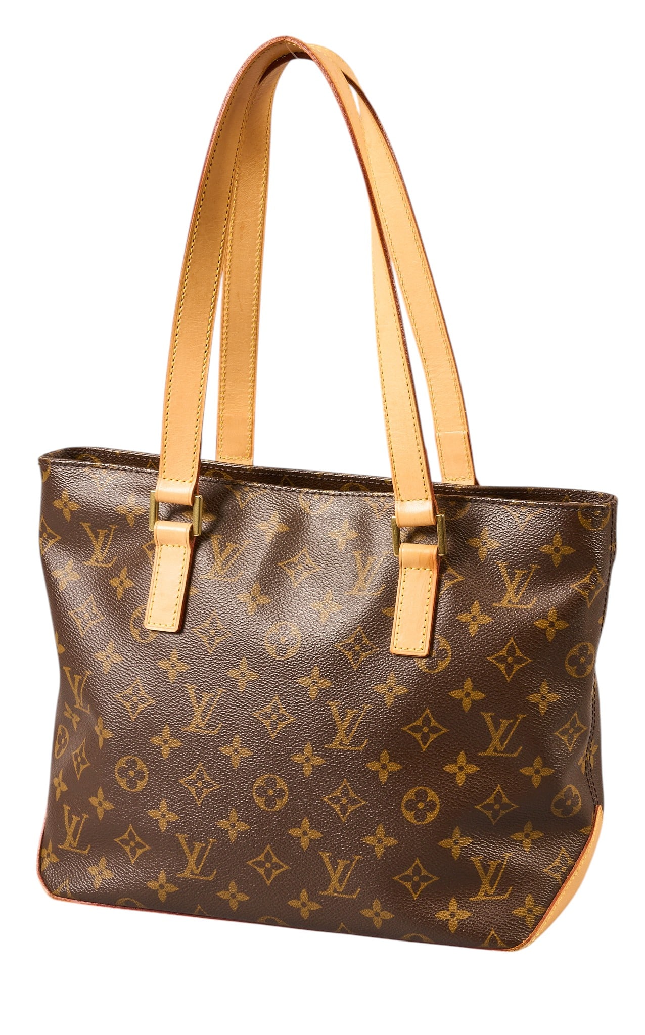 Louis Vuitton Cabas Mezzo Tote: Louis Vuitton Cabas Mezzo Tote in brown coated canvas with vachetta handles and golden hardware, marked SD0055, includes dustbag 13 in. x 9.5 in. x 5 in. Condition A - excellent