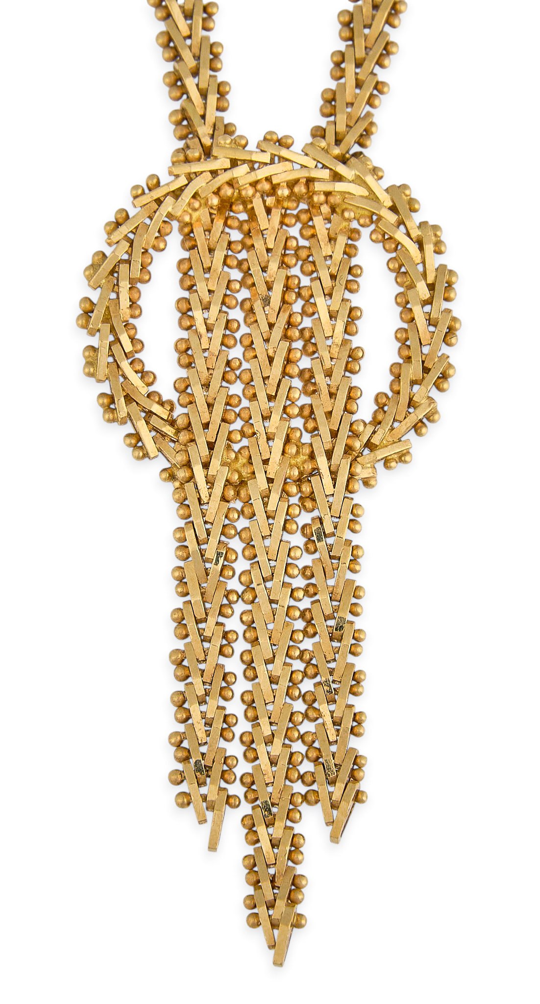 18K Woven Chain Necklace: Mexican 18K gold textured chain necklace, marked "Mexico 18K" Length: 18 in. Total weight: 19.8 g Provenance: Property from a home in Boerne, Texas
