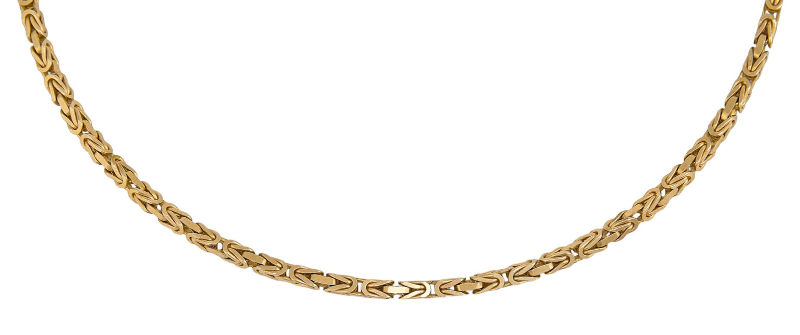 14K Byzantine Chain Necklace: 14K gold Byzantine chain necklace, marked "14K ITALY" Length: 20 in. Total weight: 24.7 g Provenance: Property from a home in Boerne, Texas