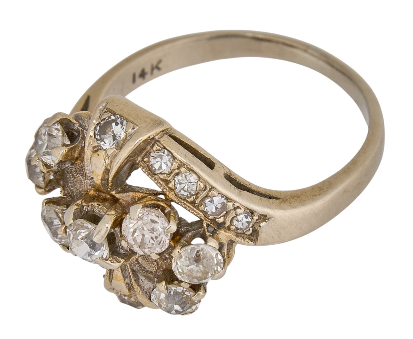 14K Diamond Cluster Ring - 3