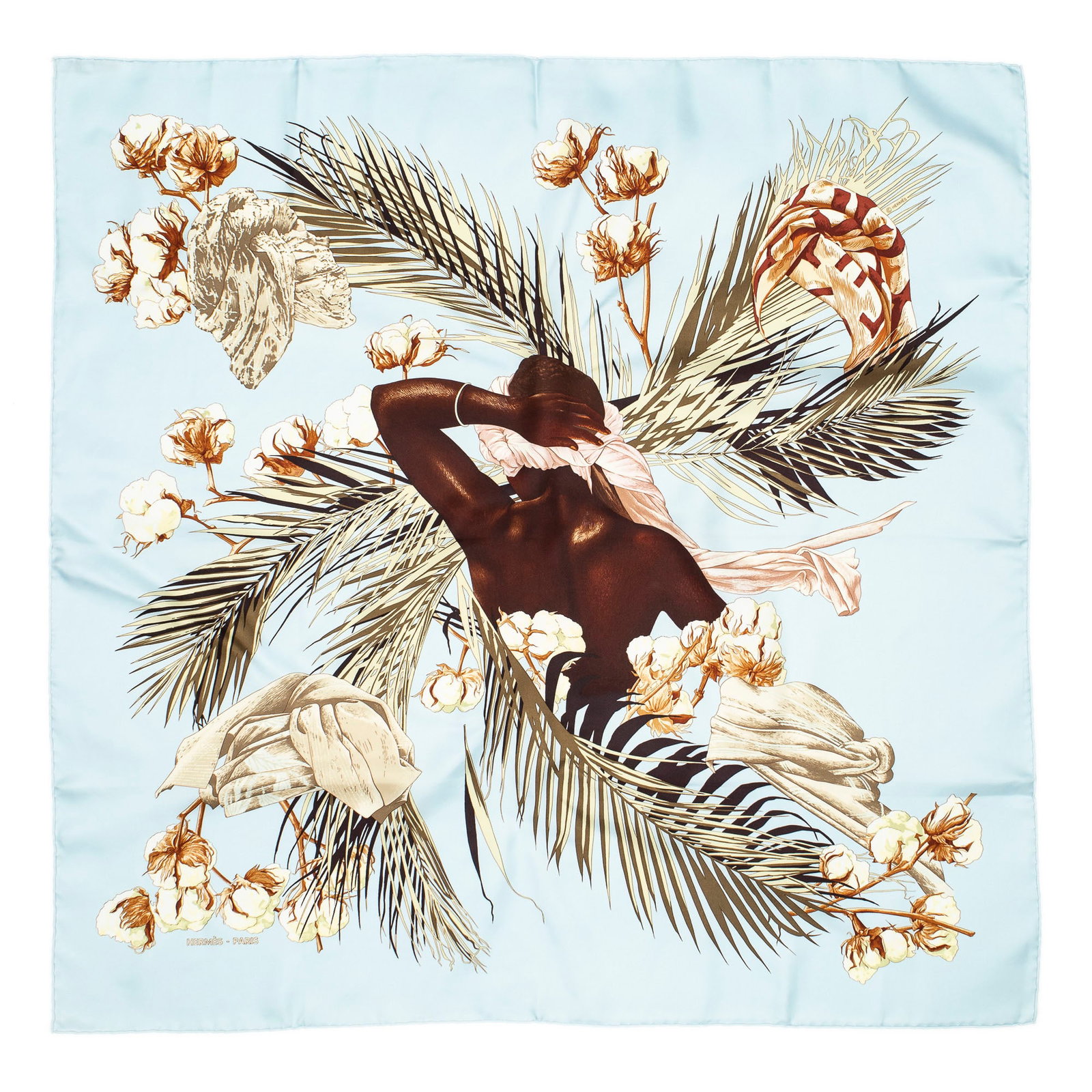 Hermès Turbans des Reines Silk Scarf: Hermès "Turbans des Reines" by Michelle Szabo Square: 35.5 in. Condition AA; perfect condition, has barely been used