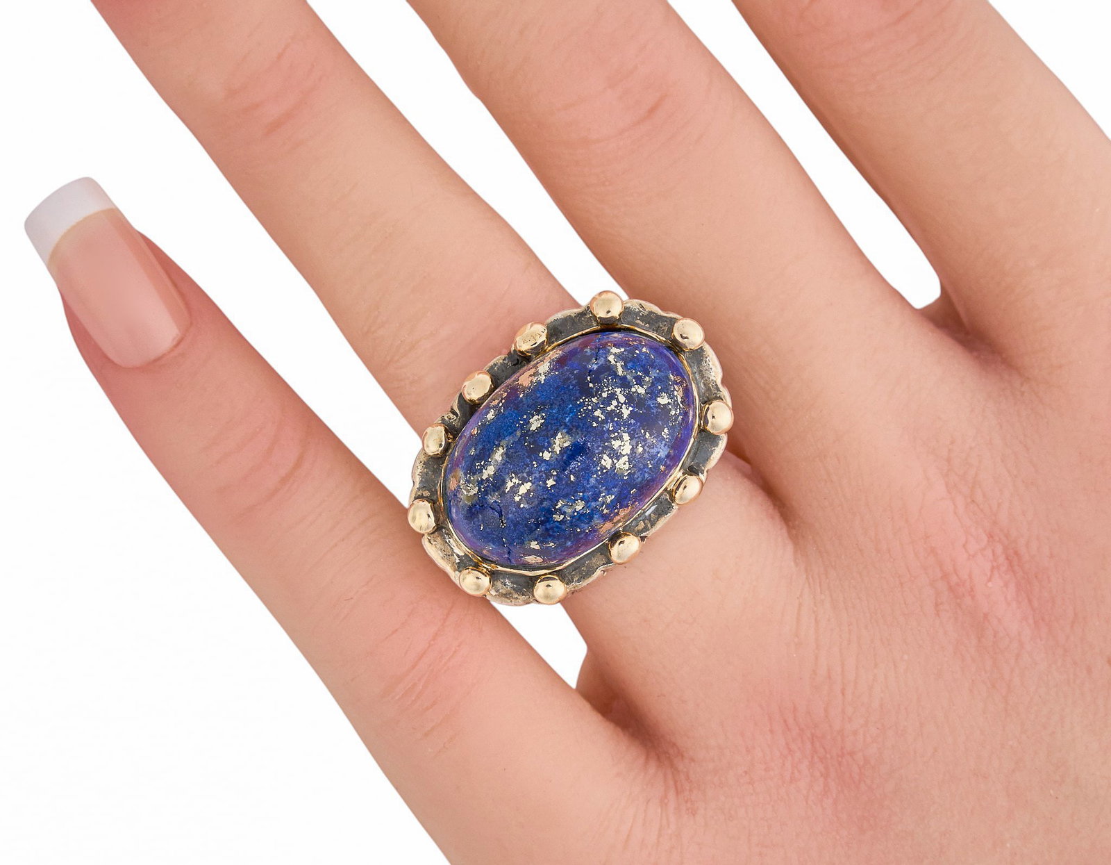 14K/Sterling Lapis Dome Ring - 2
