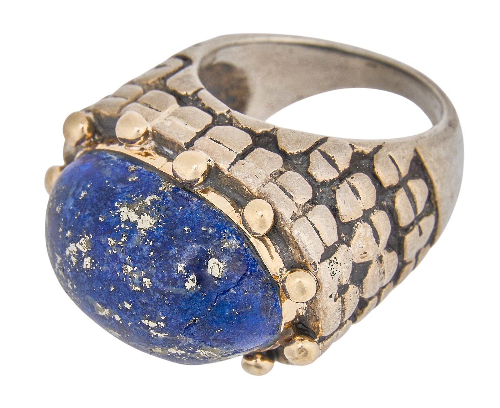 14K/Sterling Lapis Dome Ring - 3