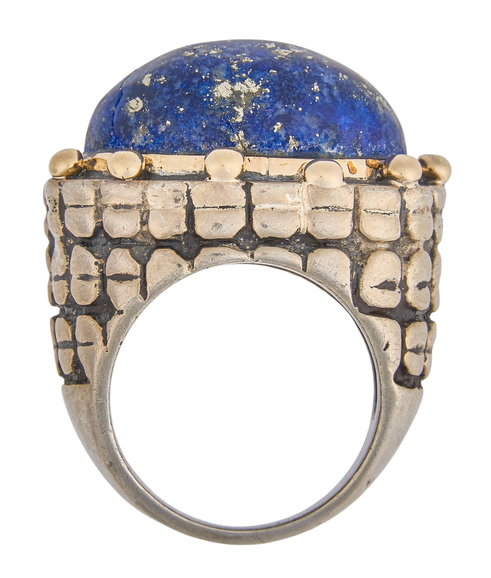 14K/Sterling Lapis Dome Ring - 4