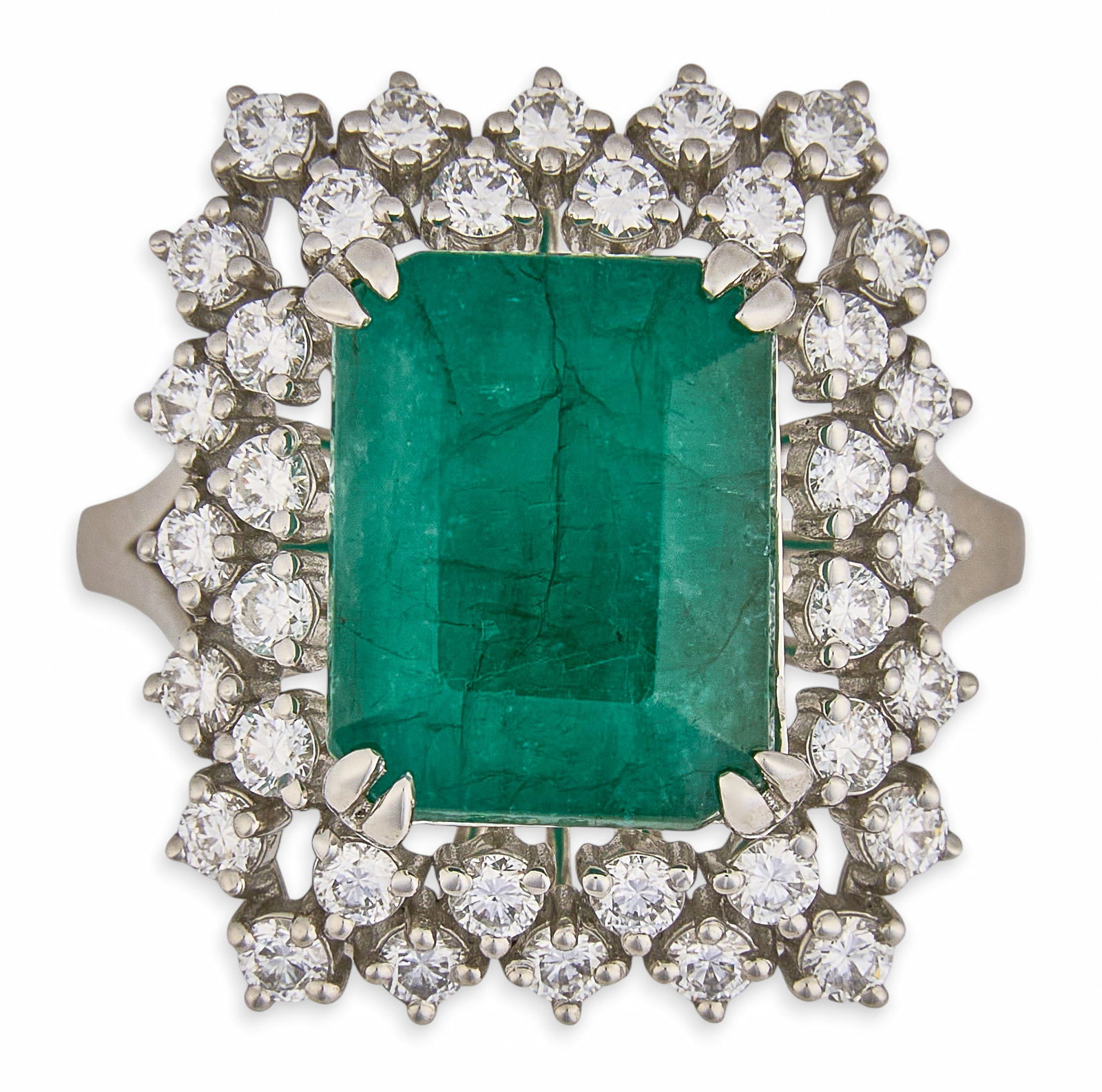 Platinum Emerald and Diamond Double Halo Ring (1 of 5)