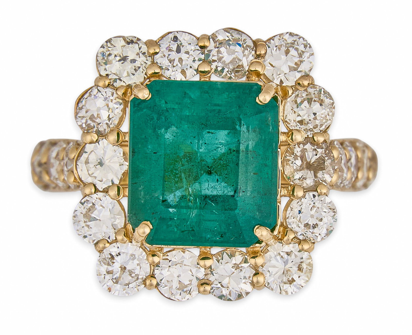 14K Emerald and Diamond Halo Ring (1 of 5)