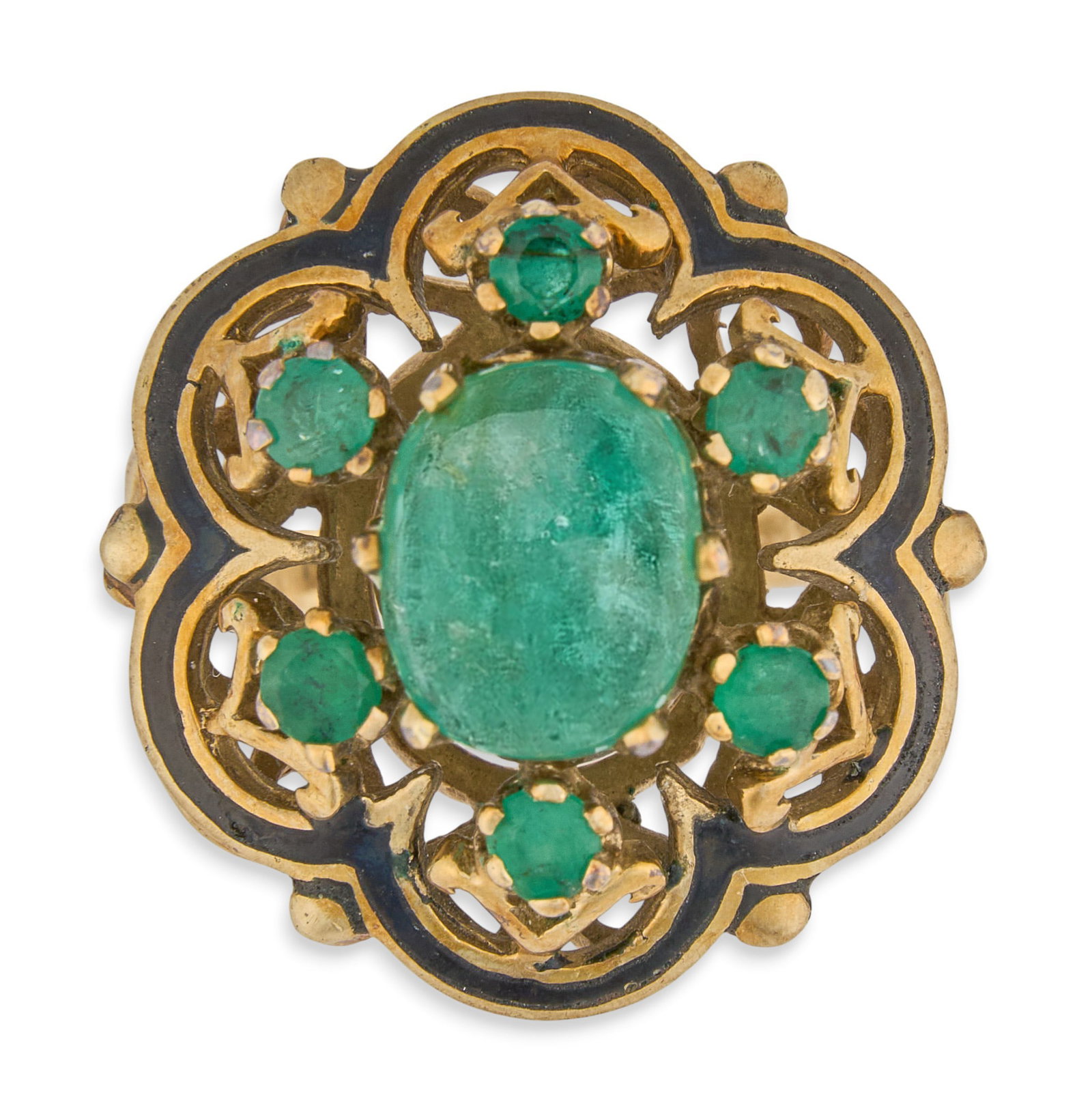 14K Emerald Flower Ring
