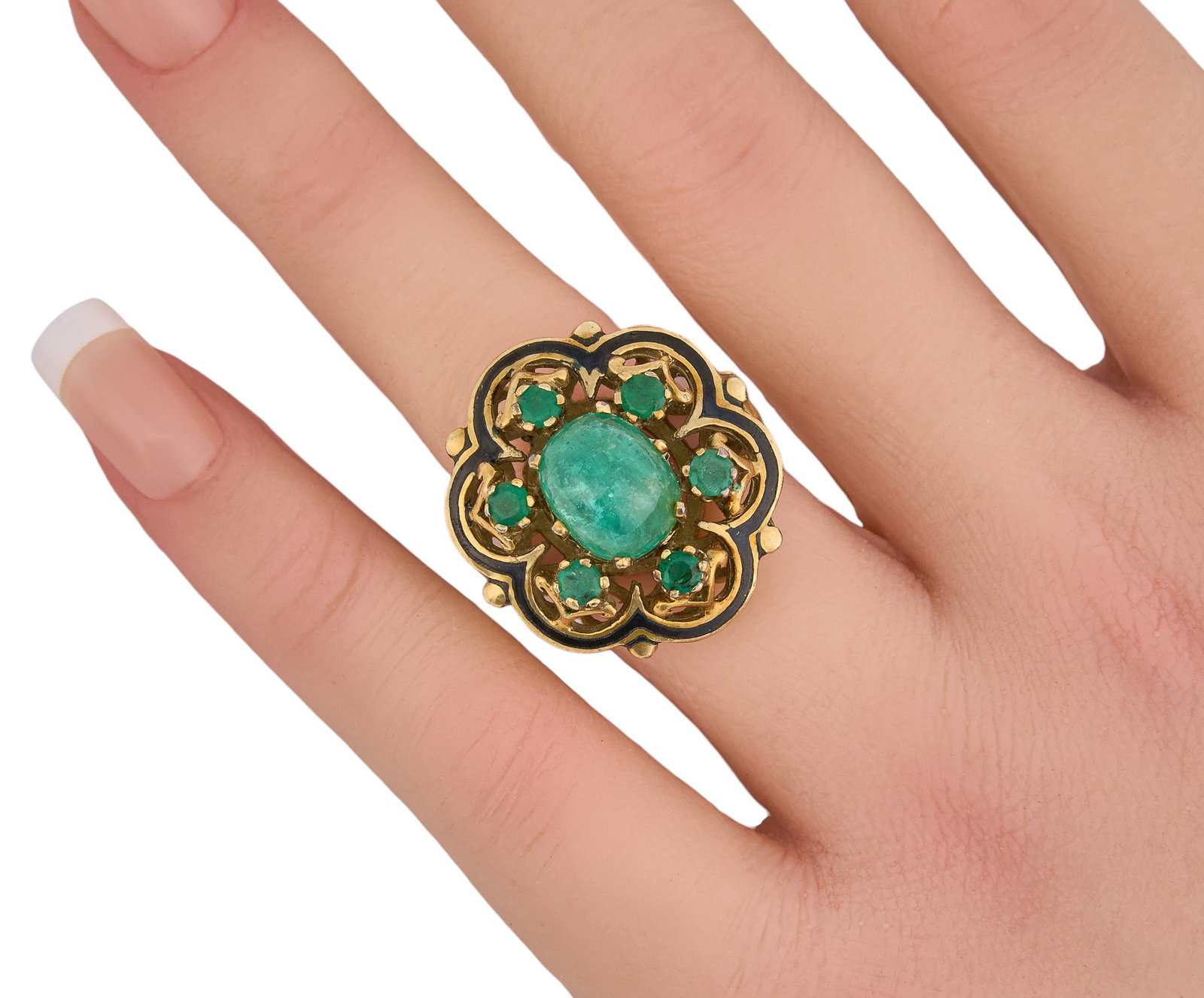 14K Emerald Flower Ring - 2