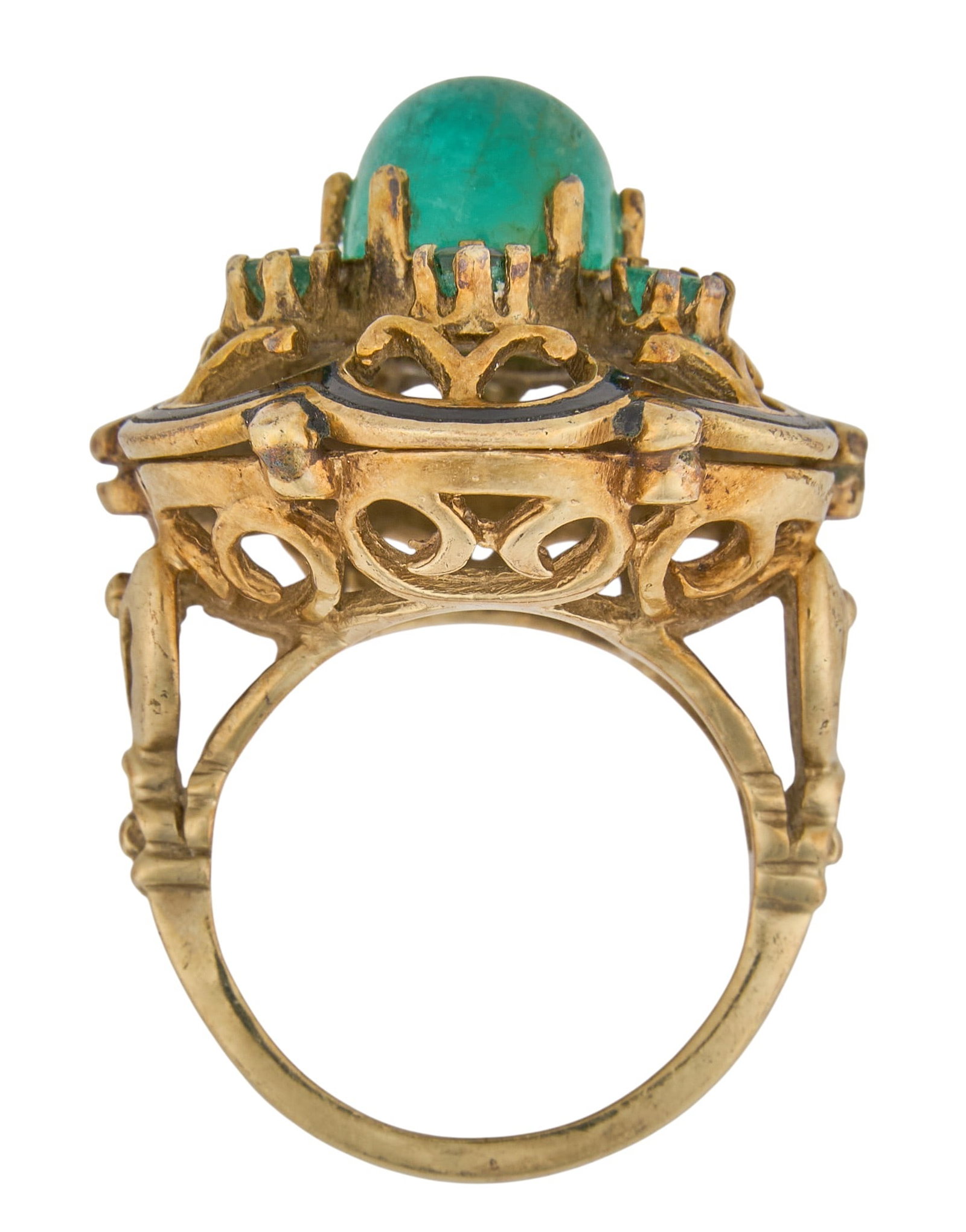 14K Emerald Flower Ring - 4