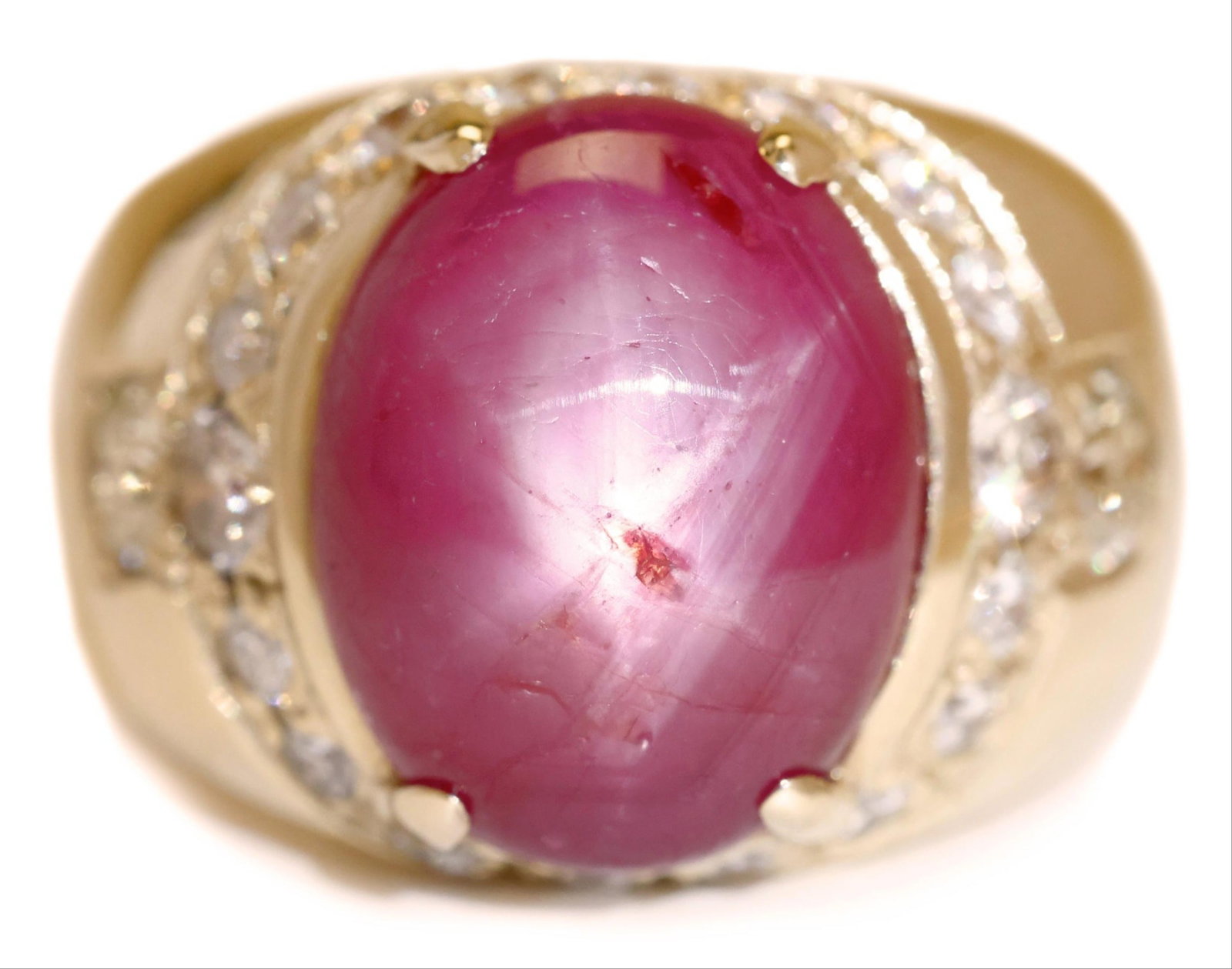 Men's 14K Star Ruby Diamond Ring - 2