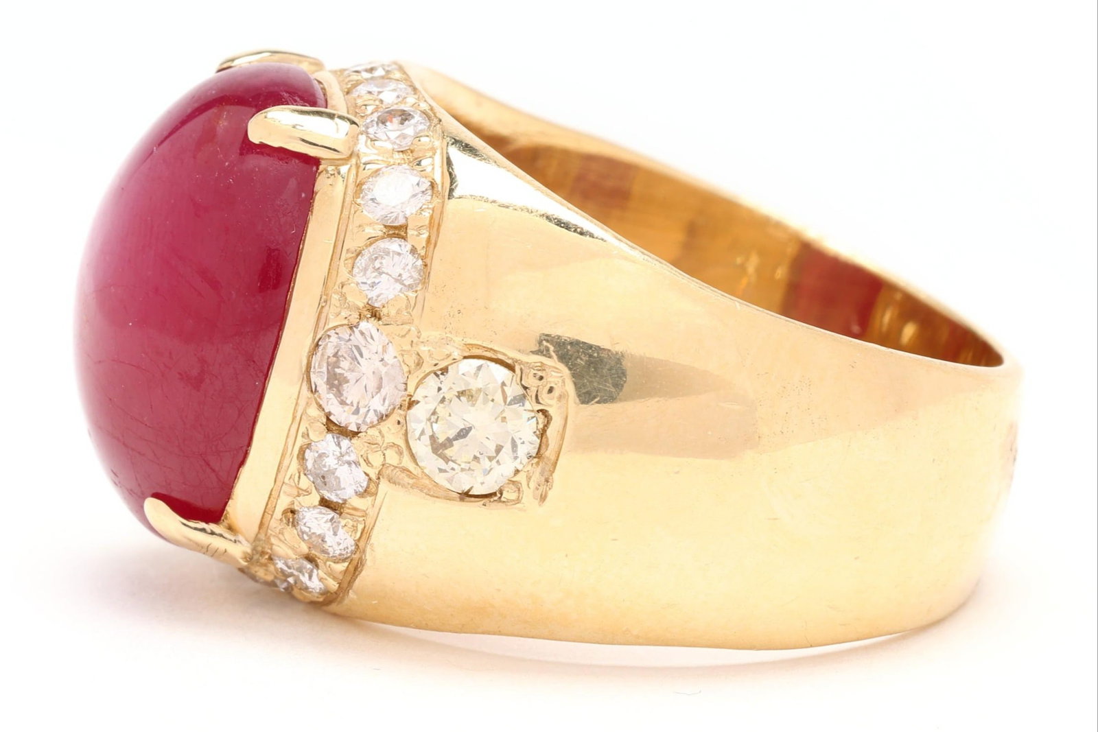 Men's 14K Star Ruby Diamond Ring - 3