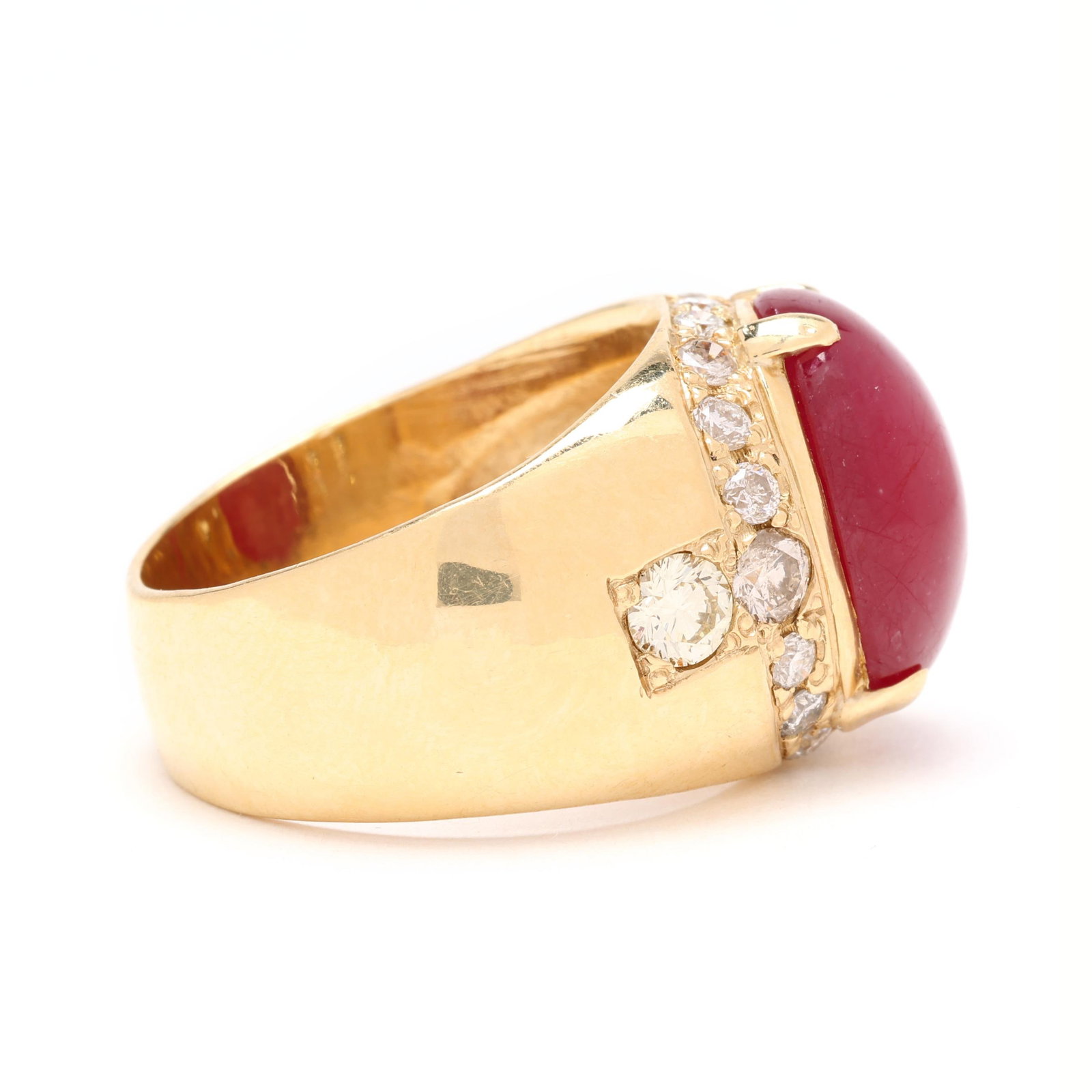 Men's 14K Star Ruby Diamond Ring - 4