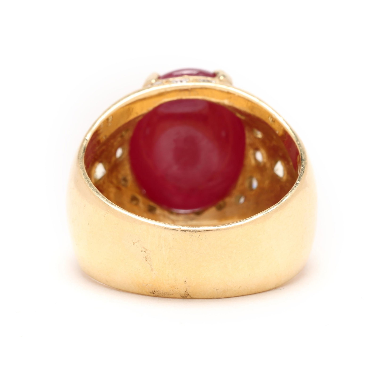 Men's 14K Star Ruby Diamond Ring - 5