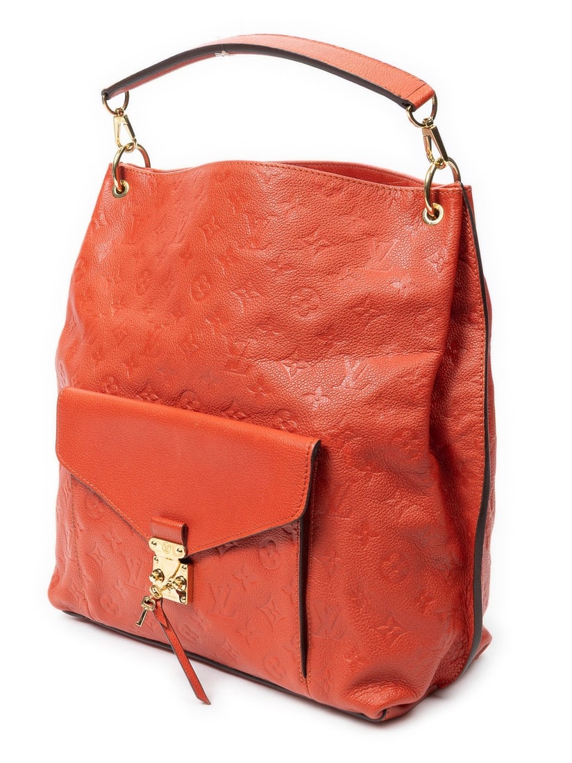 Louis Vuitton Metis Hobo Shoulder Bag: Louis Vuitton Metis Hobo shoulder bag in orient monogram empreinte, golden brass hardware, marked CA4123 (42nd Week of 2013), includes long strap; third-party authenticated 12.25 in. x 13.75 in. x 4.7