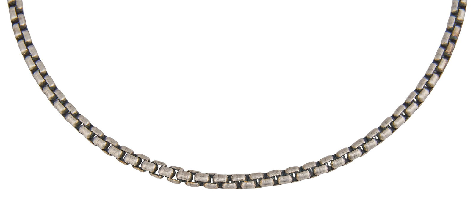David Yurman Sterling Silver Cable Link Necklace: David Yurman sterling silver cable link necklace, with 14K gold "DY" charm near clasp, clasp marked "925" Length: 16 in. Total weight: 25.0 g Provenance: Property from a home in