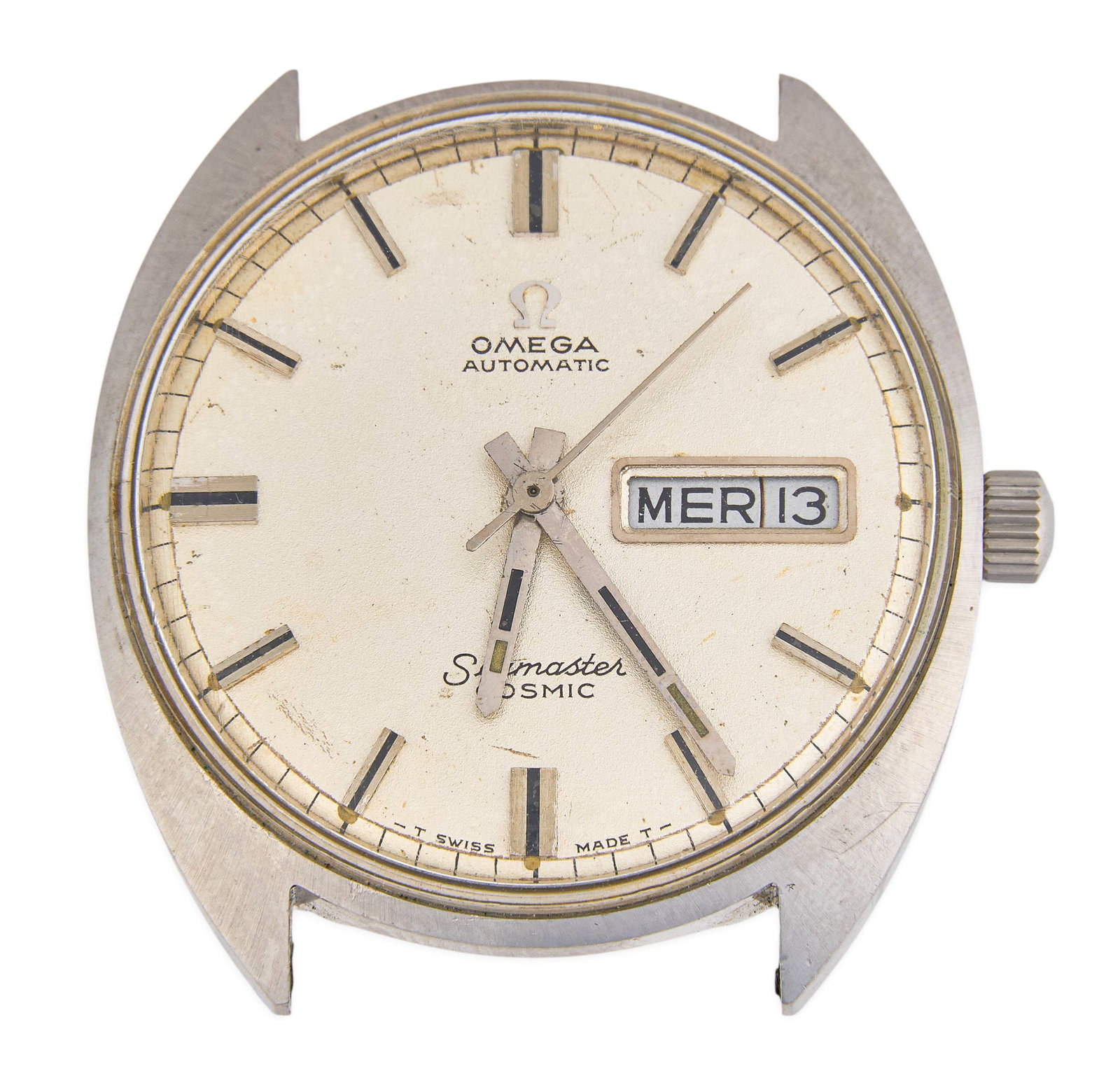 Omega Seamaster Cosmic Automatic Watch Case and Dial: Vintage Omega Seamaster Cosmic watch stainless steel case and dial Size: 36 mm Total weight: 38.6 g Provenance: Property from a home in Boerne, Texas