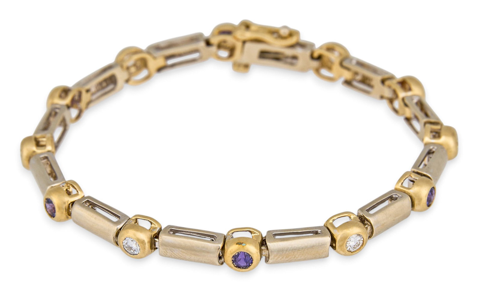 14K Two-Tone Amethyst & Diamond Bracelet (1 of 5)