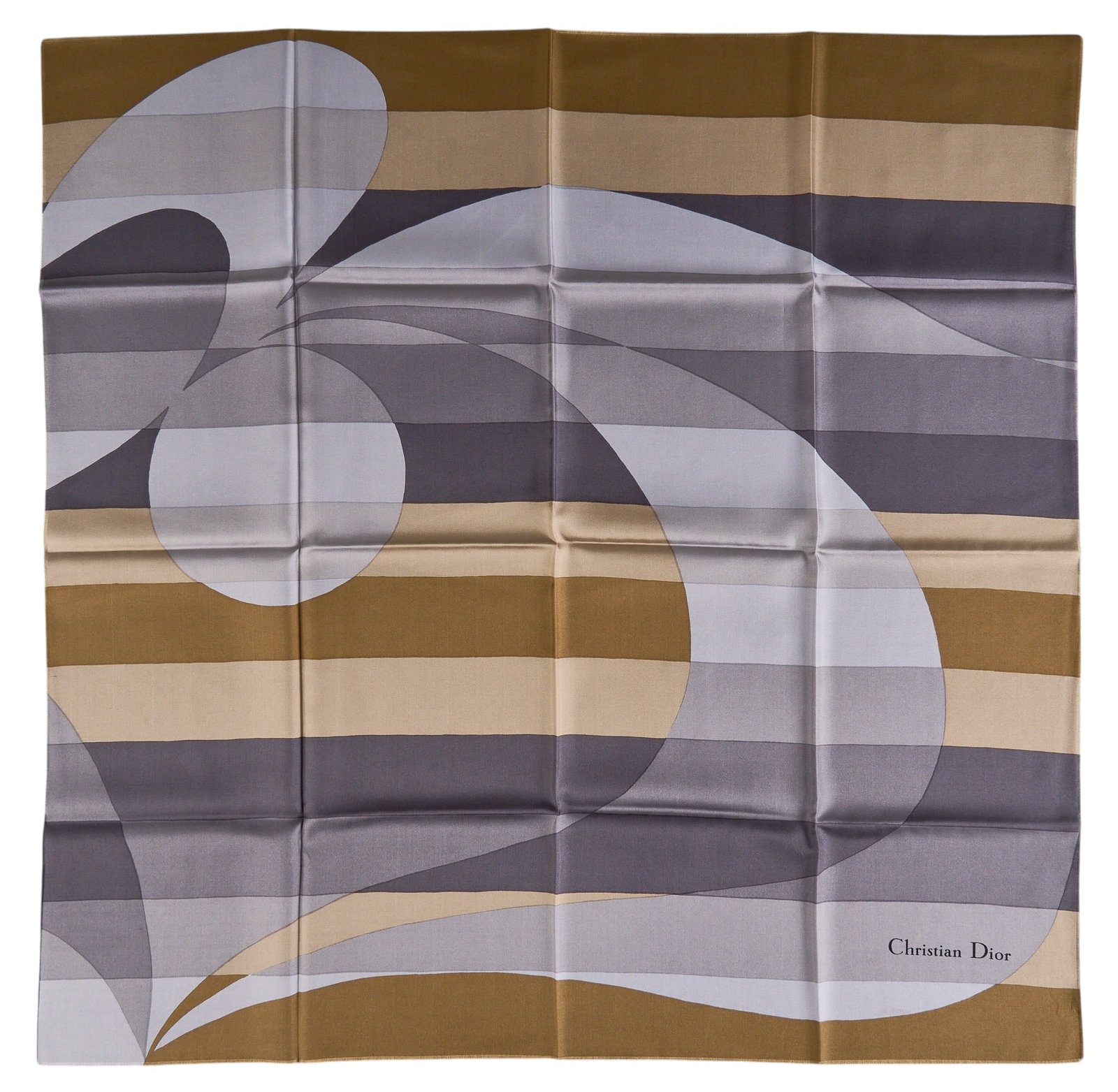 Christian Dior Silk Scarf: Christian Dior silk scarf with geometric design Square: 30 in. Condition A; excellent condition, shows little signs of wear Provenance: Property from a home in San Antonio, Texas 