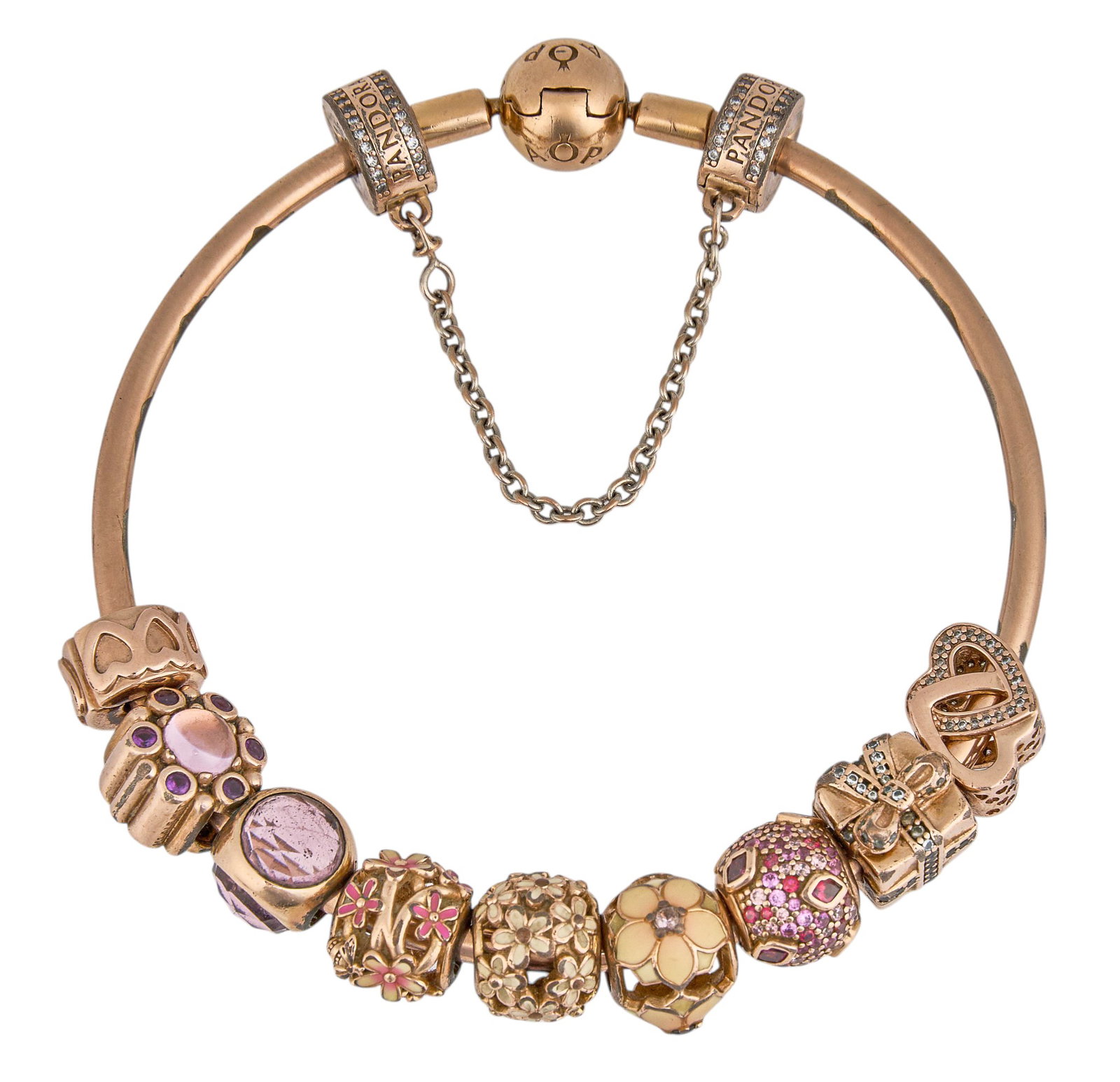 Pandora Rose Gold Charm Bangle (1 of 4)