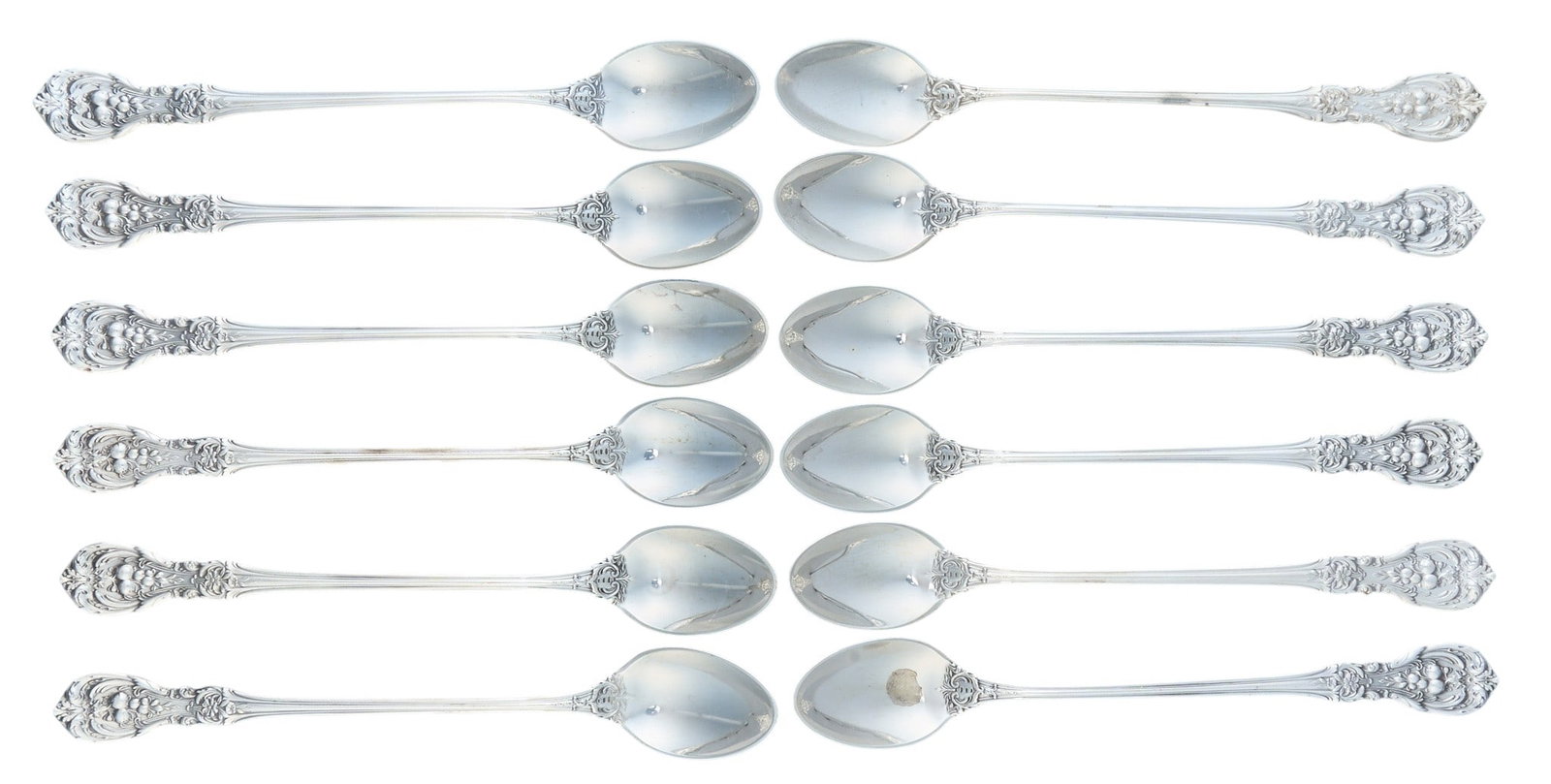 (12) "Francis I" by Reed and Barton Iced Tea Spoons: Twelve "Francis I" by Reed and Barton iced tea spoons length: 7.5 in. Total weight: 14.91 ozt (weighable silver) Provenance: Property from the collection of an industrial chemical