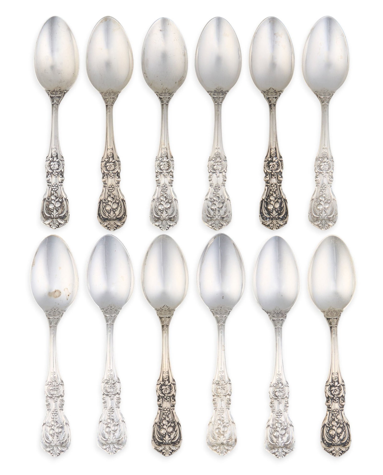 (12) "Francis I" by Reed and Barton Demitasse Spoons: Twelve "Francis I" by Reed and Barton demitasse spoons length: 4.25 in. / each Total weight: 6.02 ozt (weighable silver) Provenance: Property from the collection of an industrial chemi