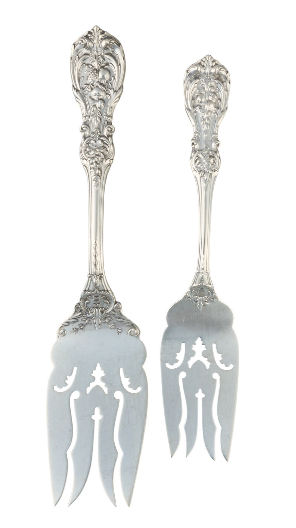 (2) "Francis I" by Reed and Barton Sterling Silver Cold Meat Serving Forks: Two "Francis I" by Reed and Barton sterling silver cold meat serving forks length: 9 in. / largest Total weight: 6.83 ozt (weighable silver) Provenance: Property from the collection of