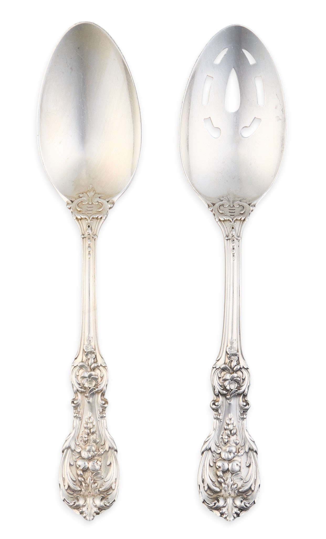 (2) "Francis I" by Reed and Barton Sterling Silver Serving Spoons: Two "Francis I" by Reed and Barton sterling silver serving spoons length: 8.5 in. Total weight: 5.81 ozt (weighable silver) Provenance: Property from the collection of an industrial chemical