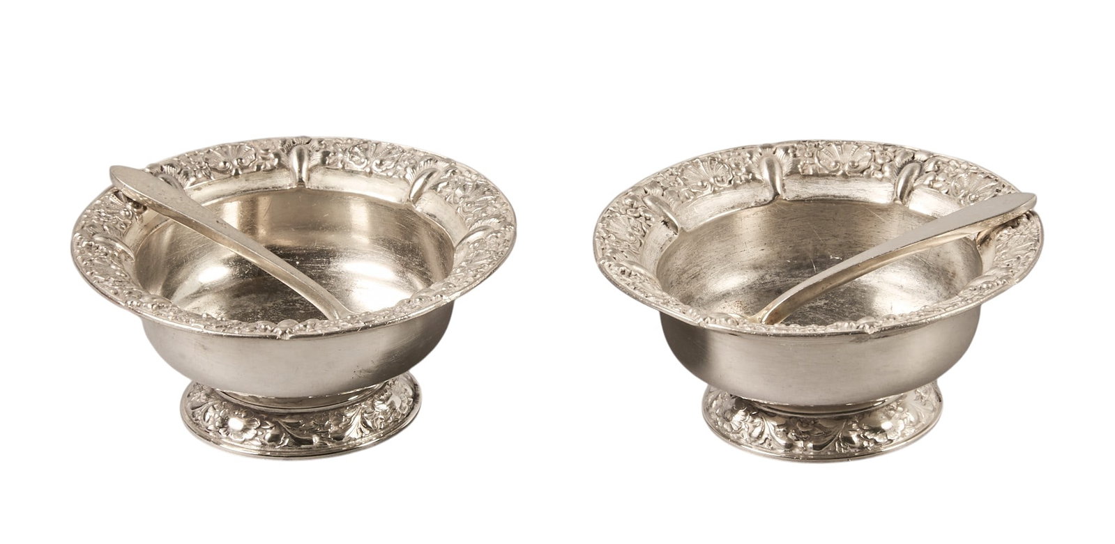 Pair of Sterling Silver Tiffany & Co. Salt Cellars with Spoons (1 of 3)