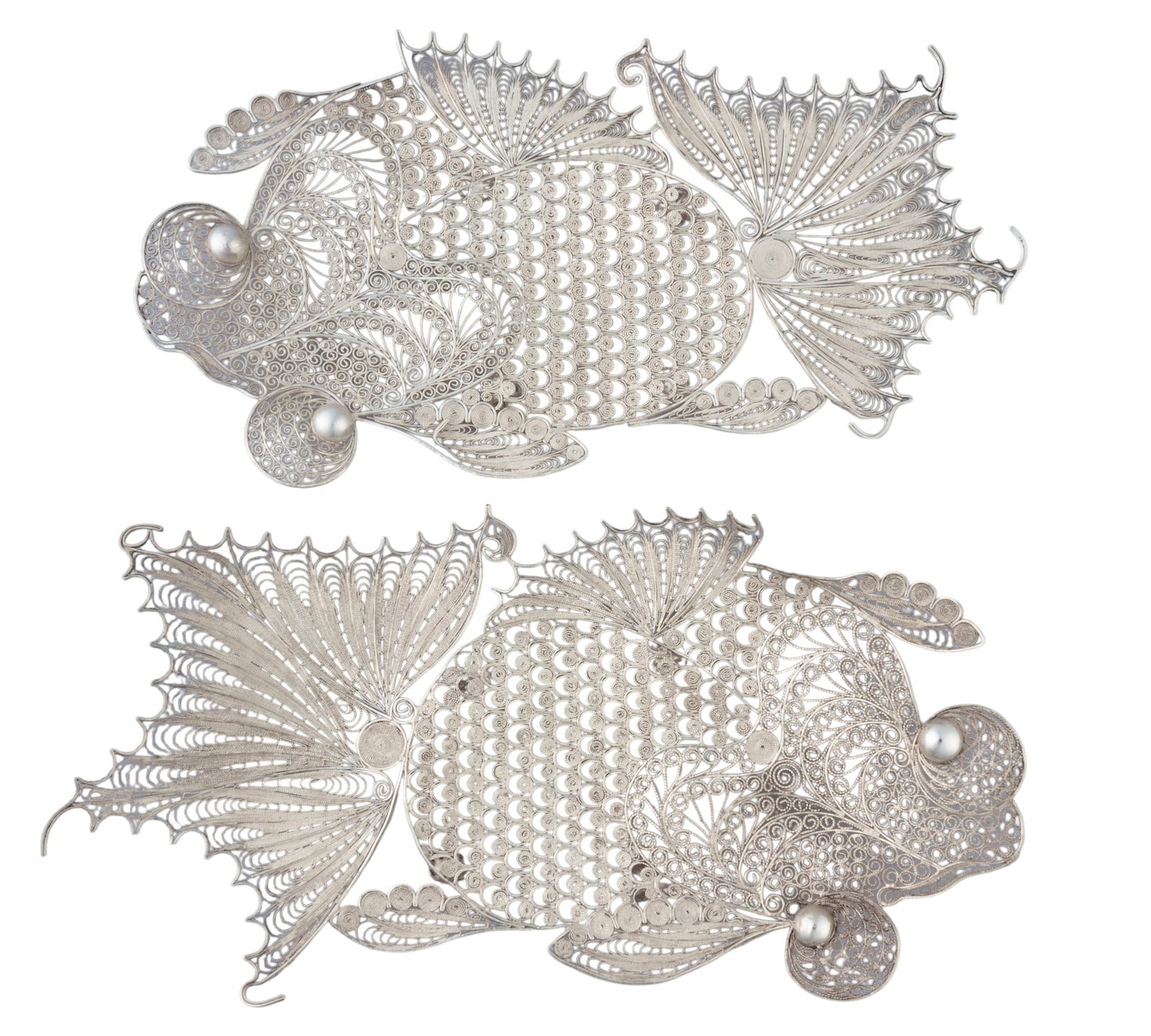 (2) Sterling Silver Reticulated Mesh Fish Dishes (1 of 2)