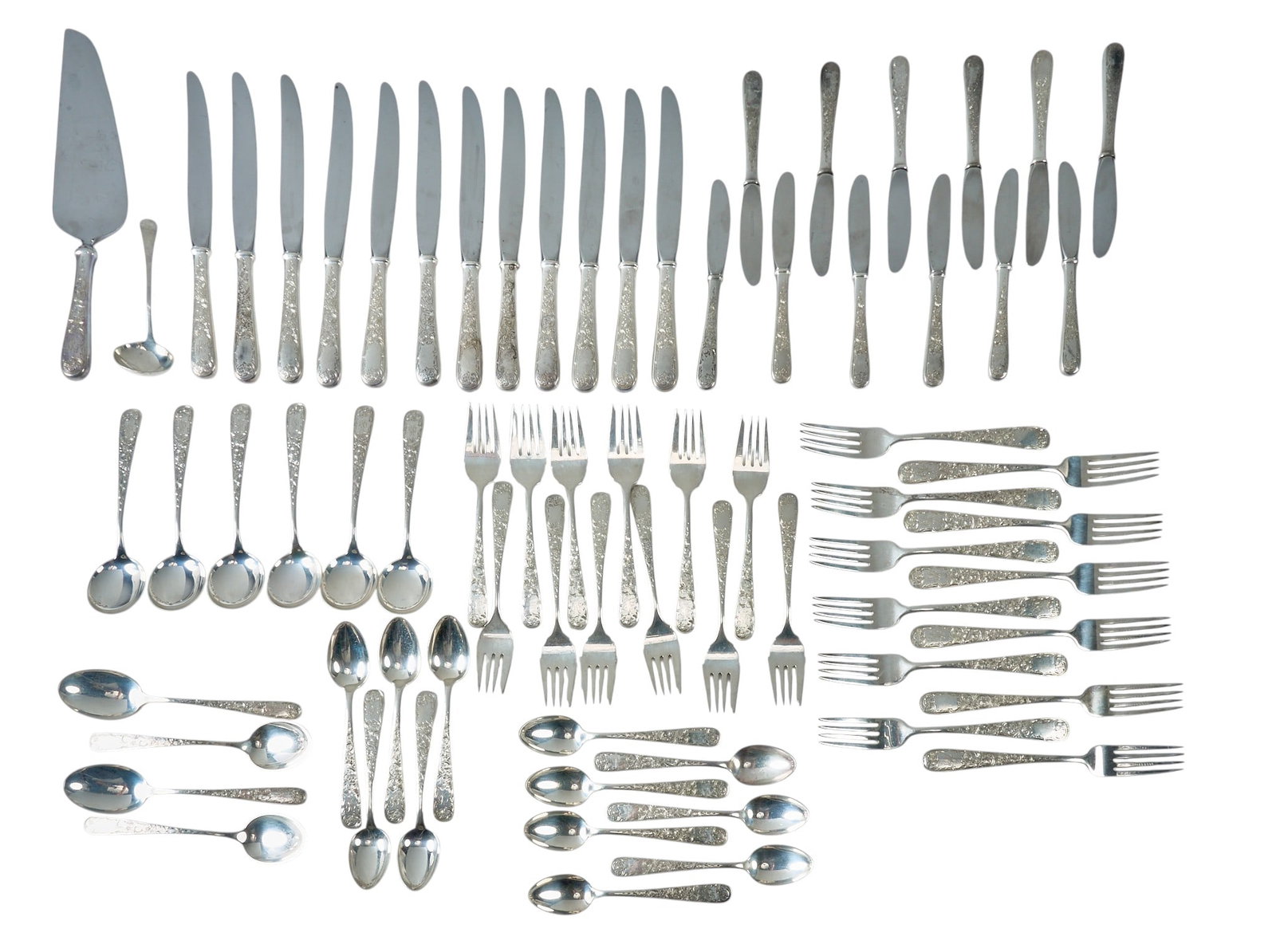 "Old Maryland" by Kirk & Son with Cartier Sterling Silver 72 Pc Flatware Set (1 of 3)