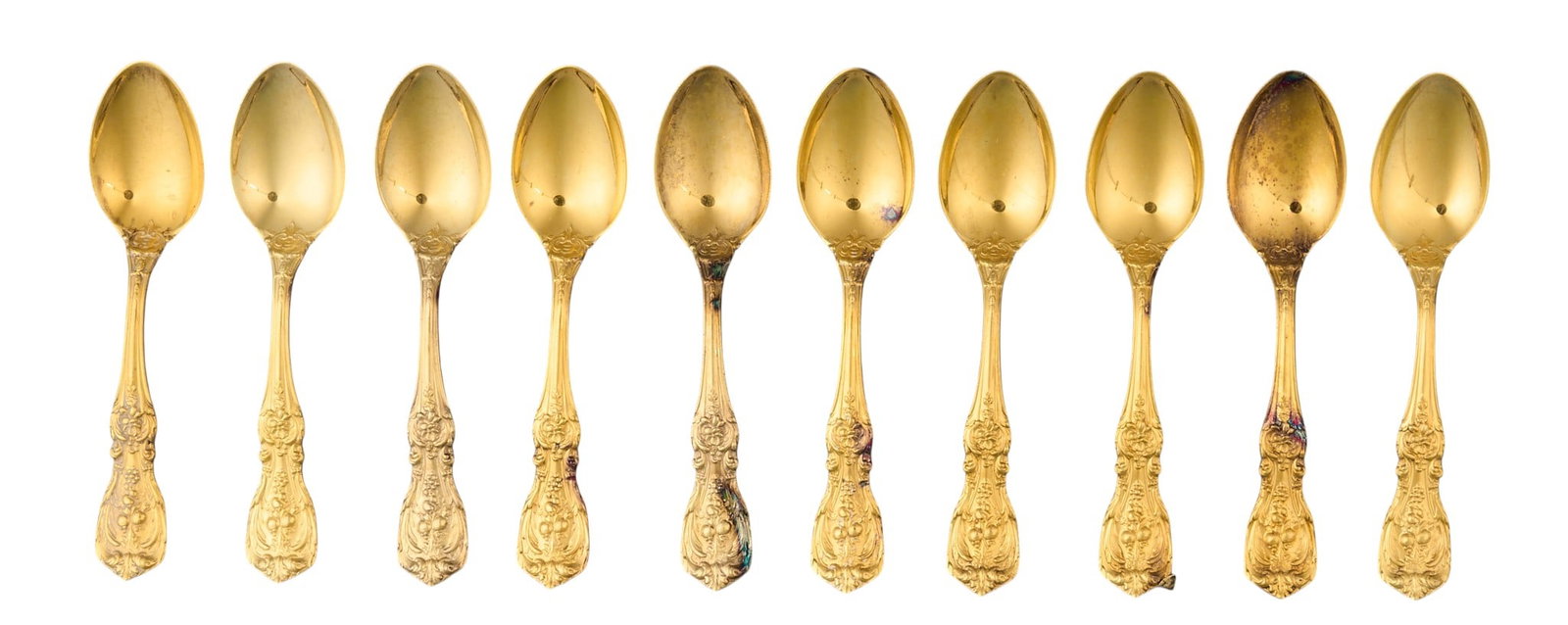Collection of (10) Sterling Silver Gilded Demitasse Spoons (1 of 3)