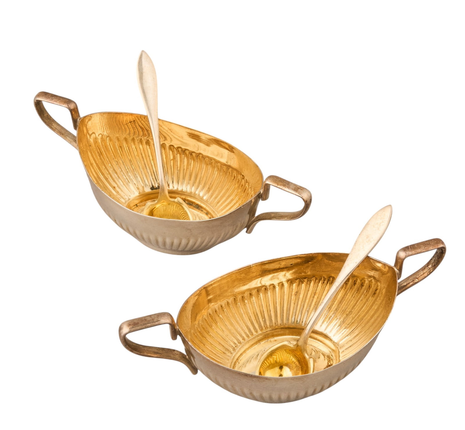 Pair of Sterling Silver English Salt Cellars with Spoons (1 of 4)