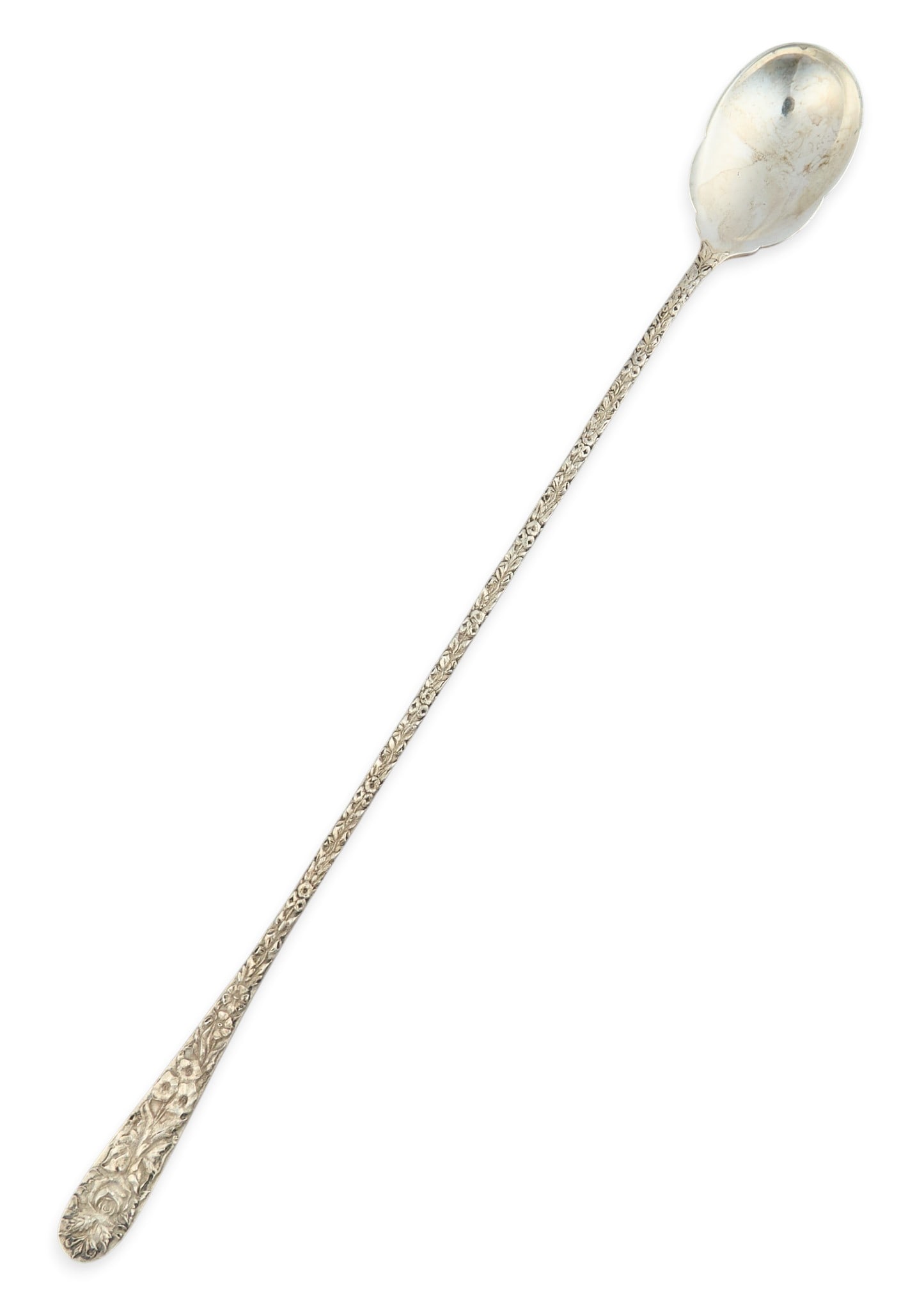 Long Sterling Silver Repousse Mixing Spoon