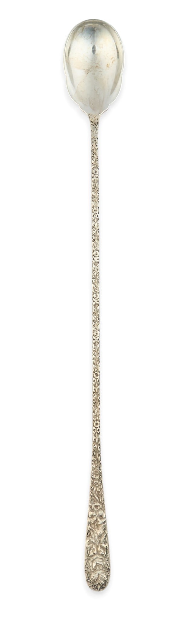 Long Sterling Silver Repousse Mixing Spoon - 3