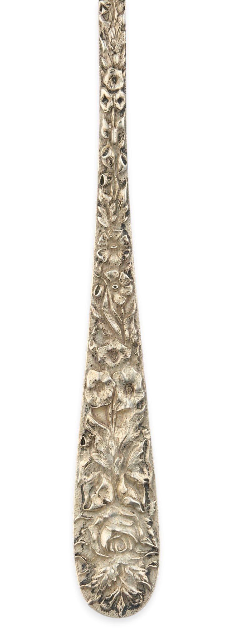Long Sterling Silver Repousse Mixing Spoon - 4