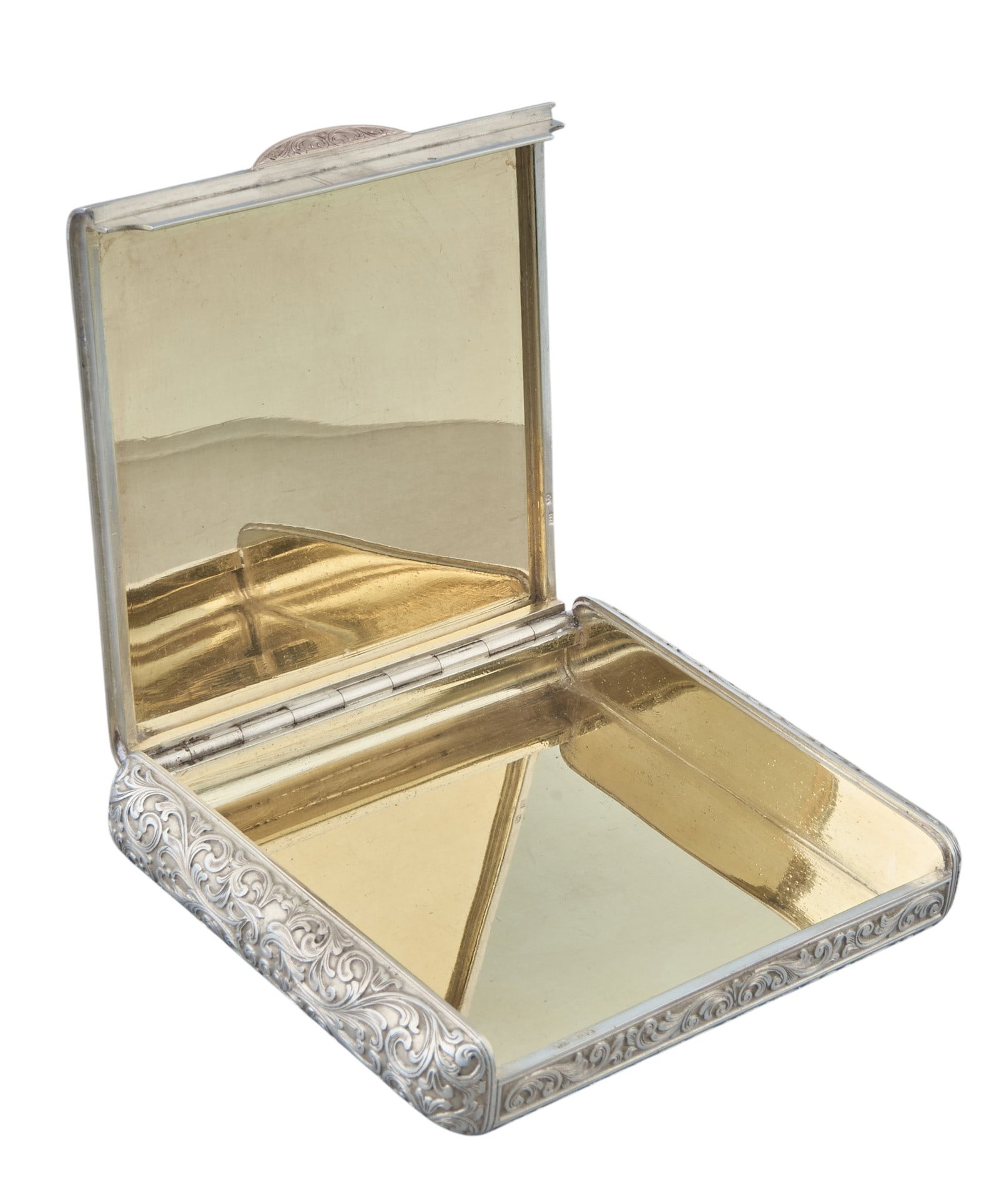 Scrolled Sterling Silver Gilded Box (1 of 3)
