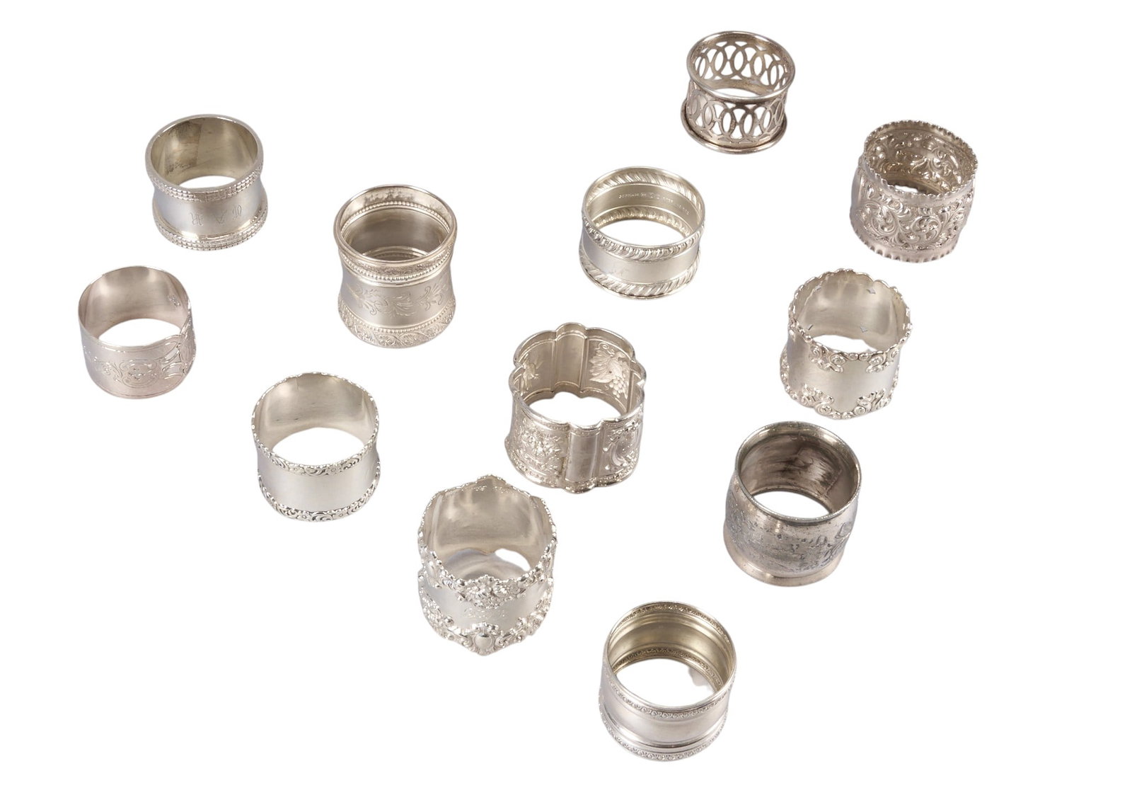 (12) Assorted Vintage Sterling Silver Napkin Rings (1 of 4)