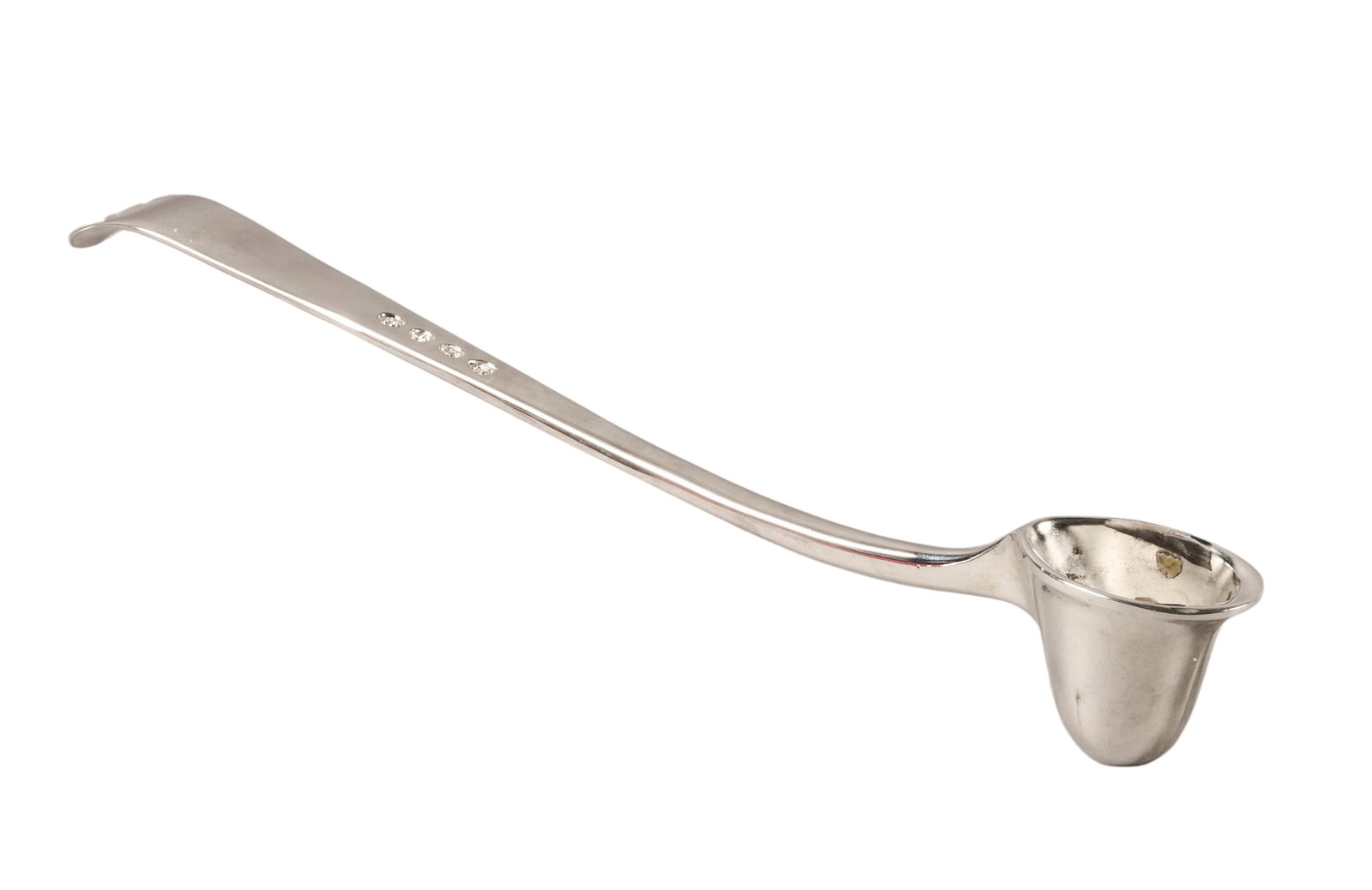 Gerity Silver Plated Candle Snuffer: Gerity silver plated candle snuffer height 1.5 in. x width 1.25 in. x depth 10 in. Provenance: Property from the collection of an industrial chemicals entrepreneur, from his Alamo Heights, Texas