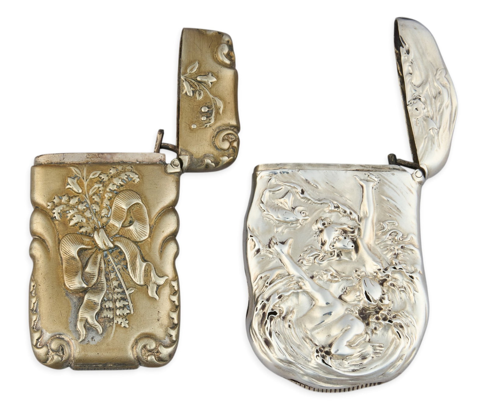 (2) Sterling Silver Repousse Match Boxes - 2