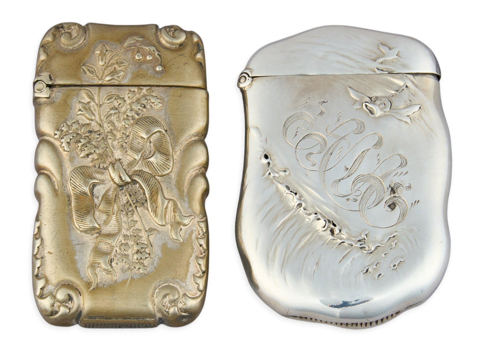 (2) Sterling Silver Repousse Match Boxes - 3