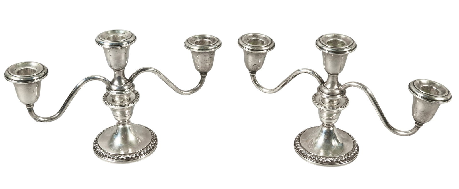 Pair of 3-Stem Gorham Sterling Silver Candlesticks (1 of 4)