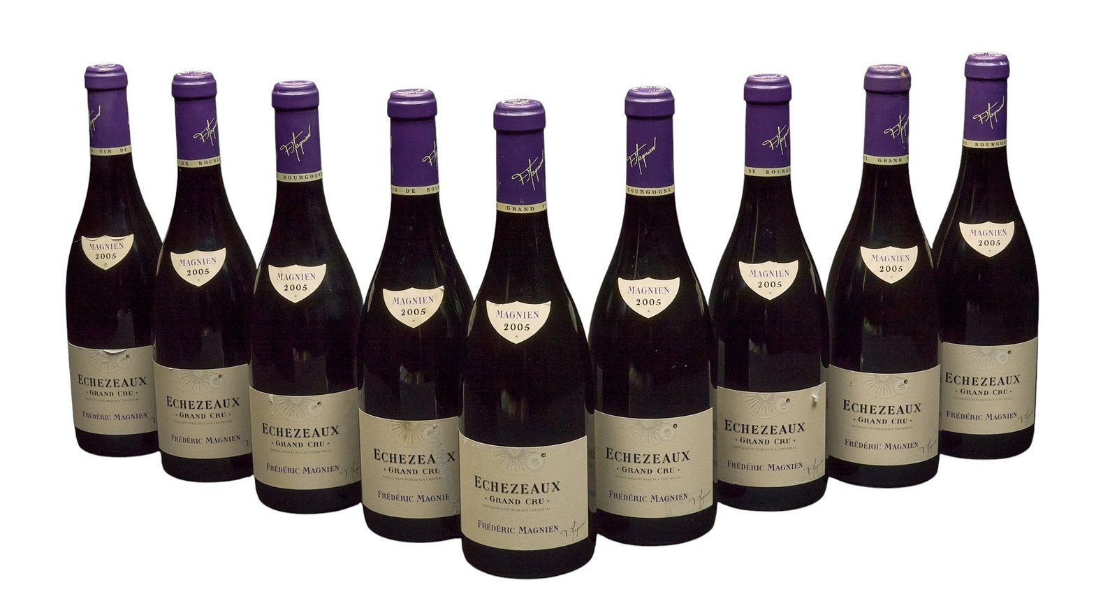 (9) 2005 Frederic Magnien Echezeaux: Nine bottles of 2005 Frederic Magnien Echezeaux Provenance: Property from the custom chilled cellar of the Cordillera Ranch home of prominent attorney David J. Arata