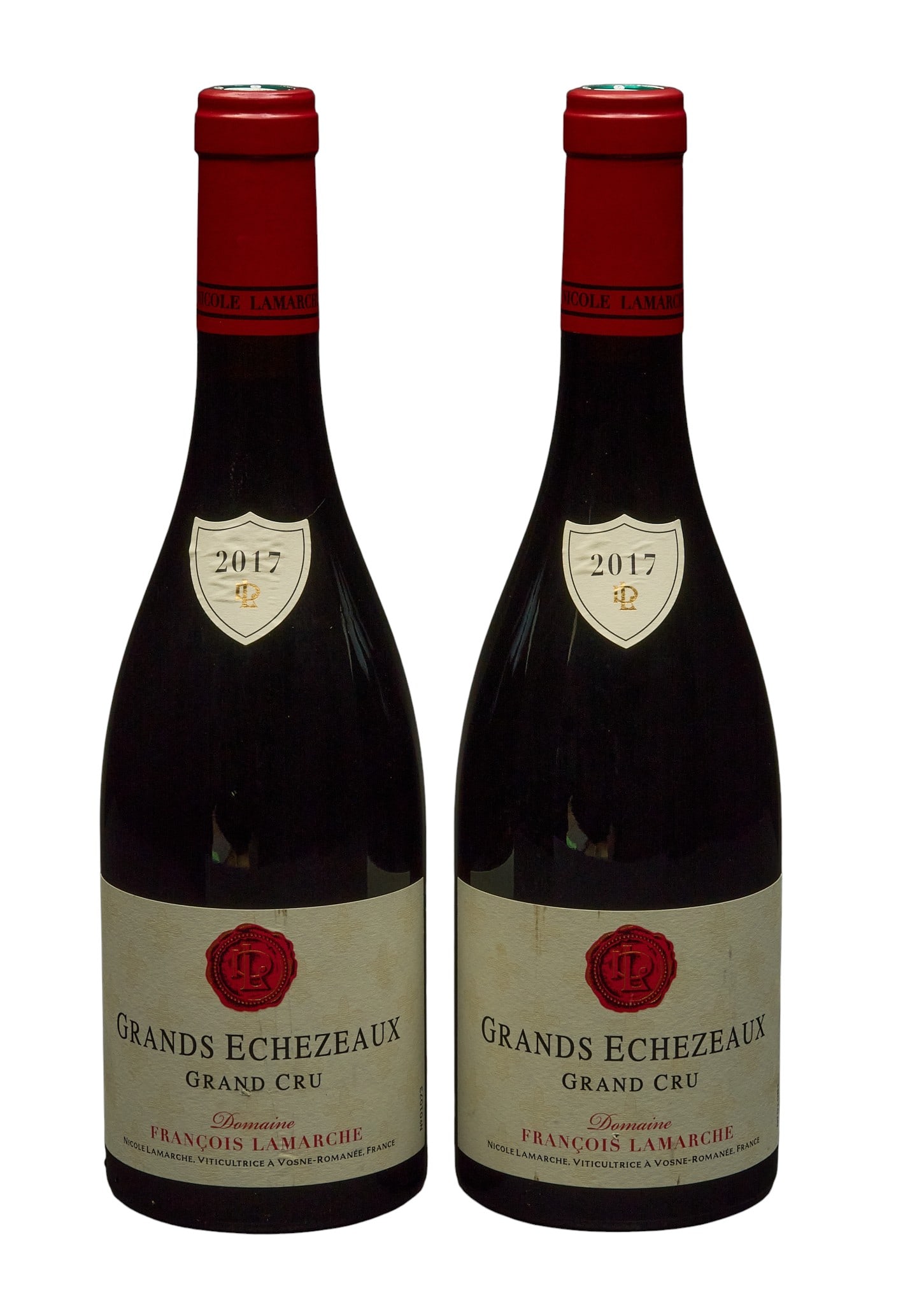 (2) 2017 Francois Lamarche Grands Echezeaux: Two bottles of 2017 Francois Lamarche Grands Echezeaux Provenance: Property from the custom chilled cellar of the Cordillera Ranch home of prominent attorney David J. Arata